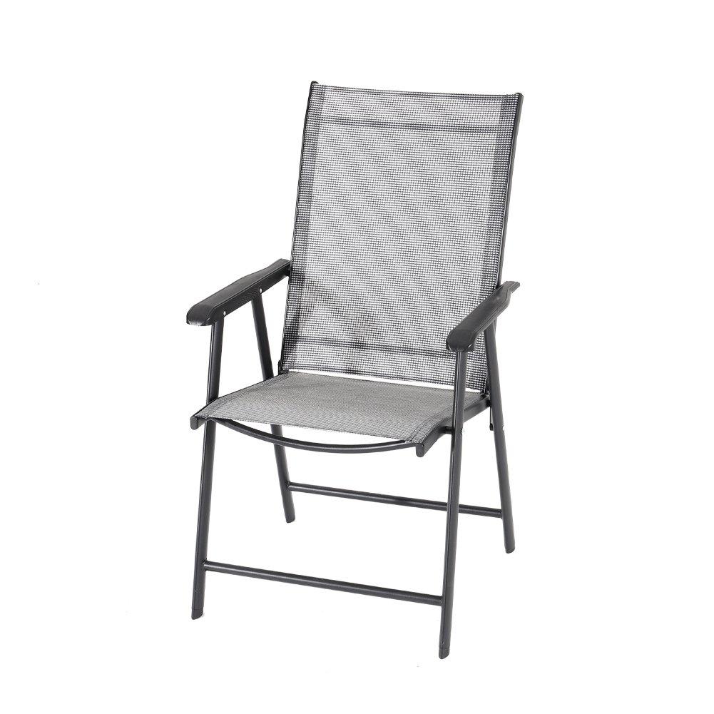 Black - Breeins - Tempered Glass Table with 4 Foldable Chairs - 7
