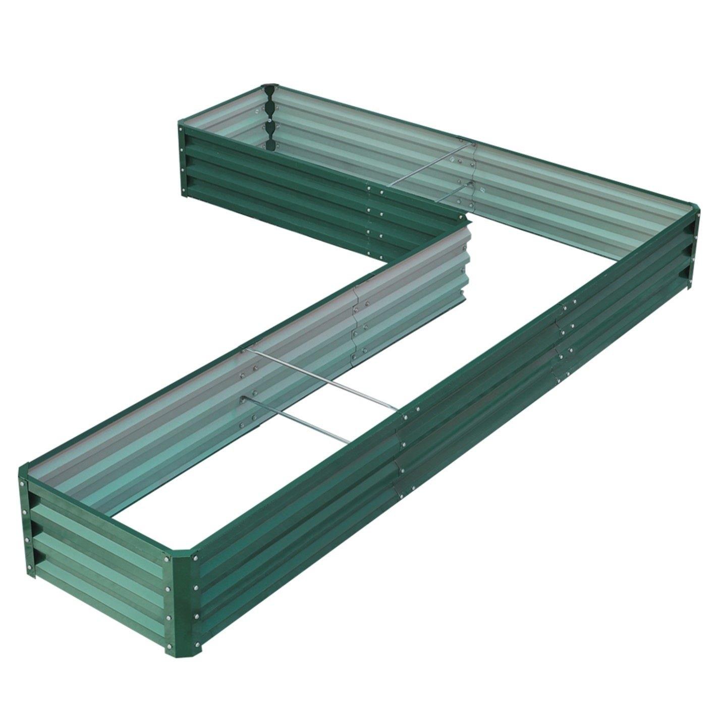 Green - Breeins - 207x277cm L-Shaped Galvanized Garden Bed Green - 3