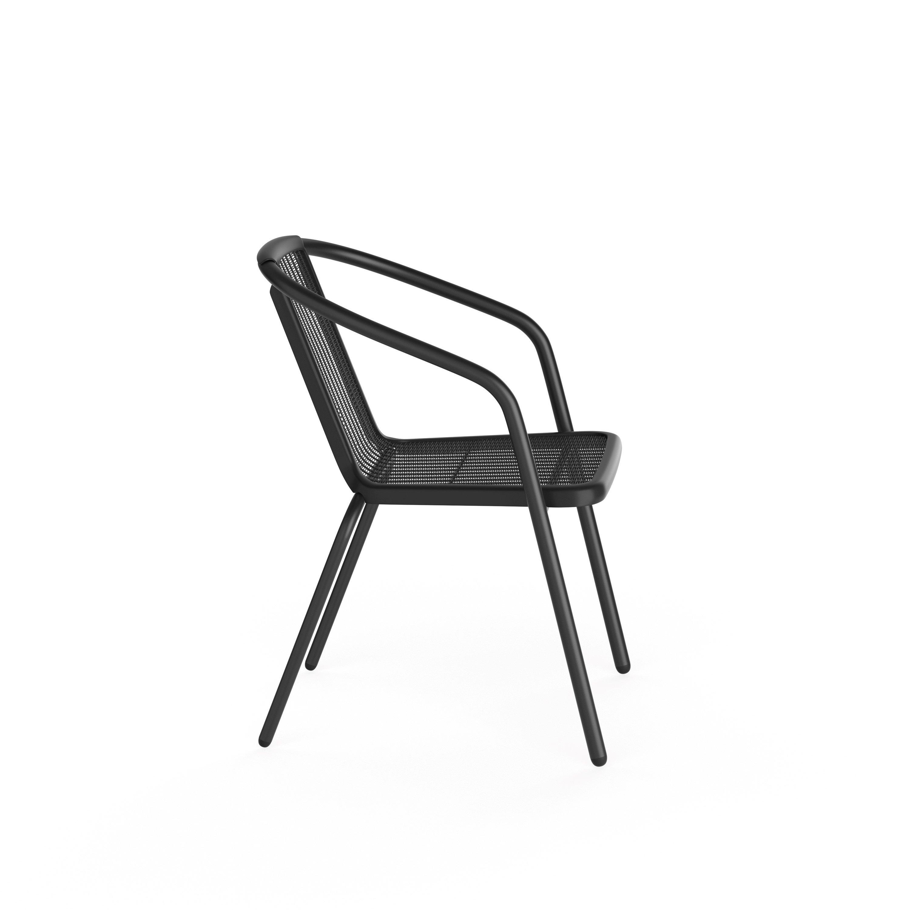 Black - Breeins - Tempered Glass Table with 2 Seater Rattan Chairs - 7