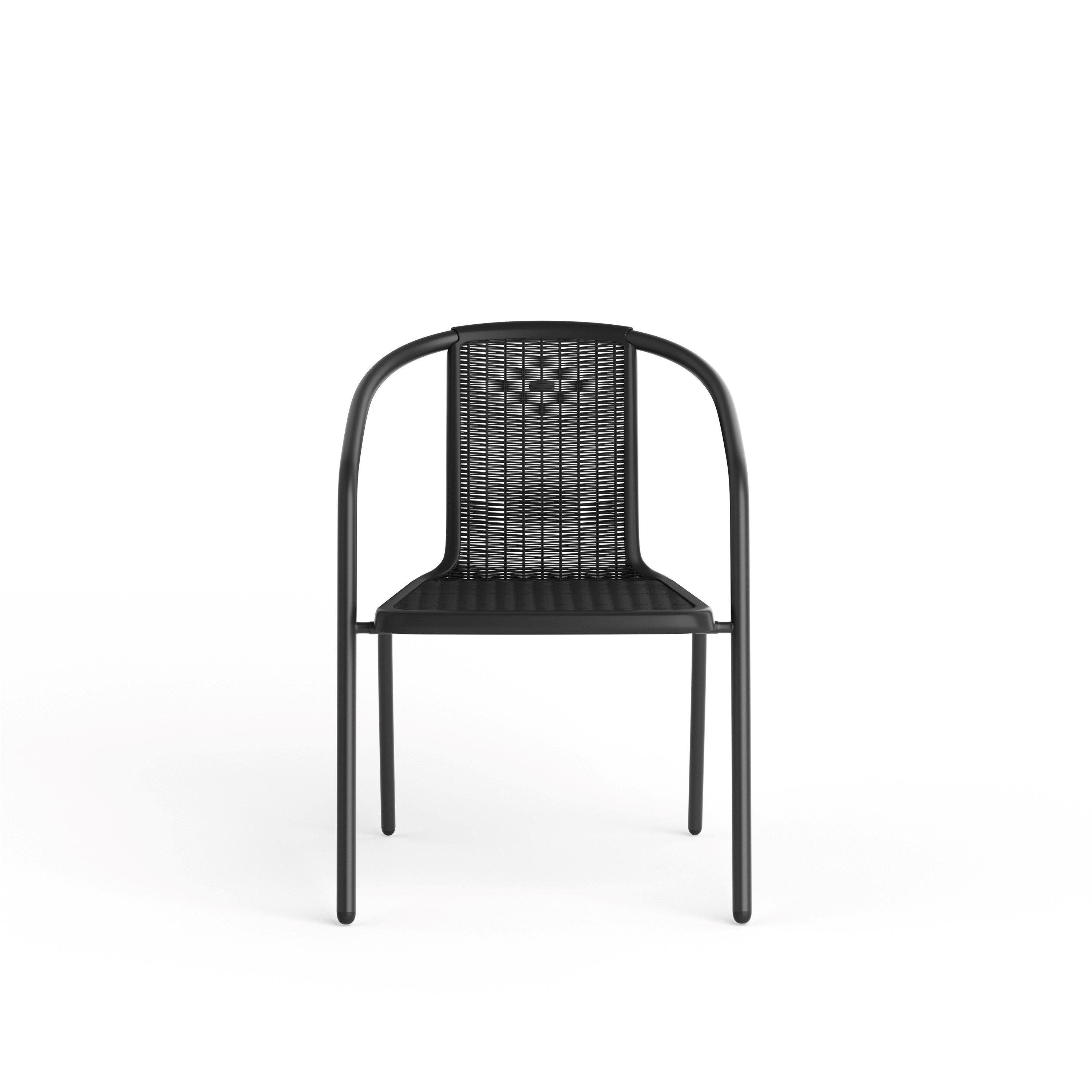 Black - Breeins - Tempered Glass Table with 2 Seater Rattan Chairs - 8