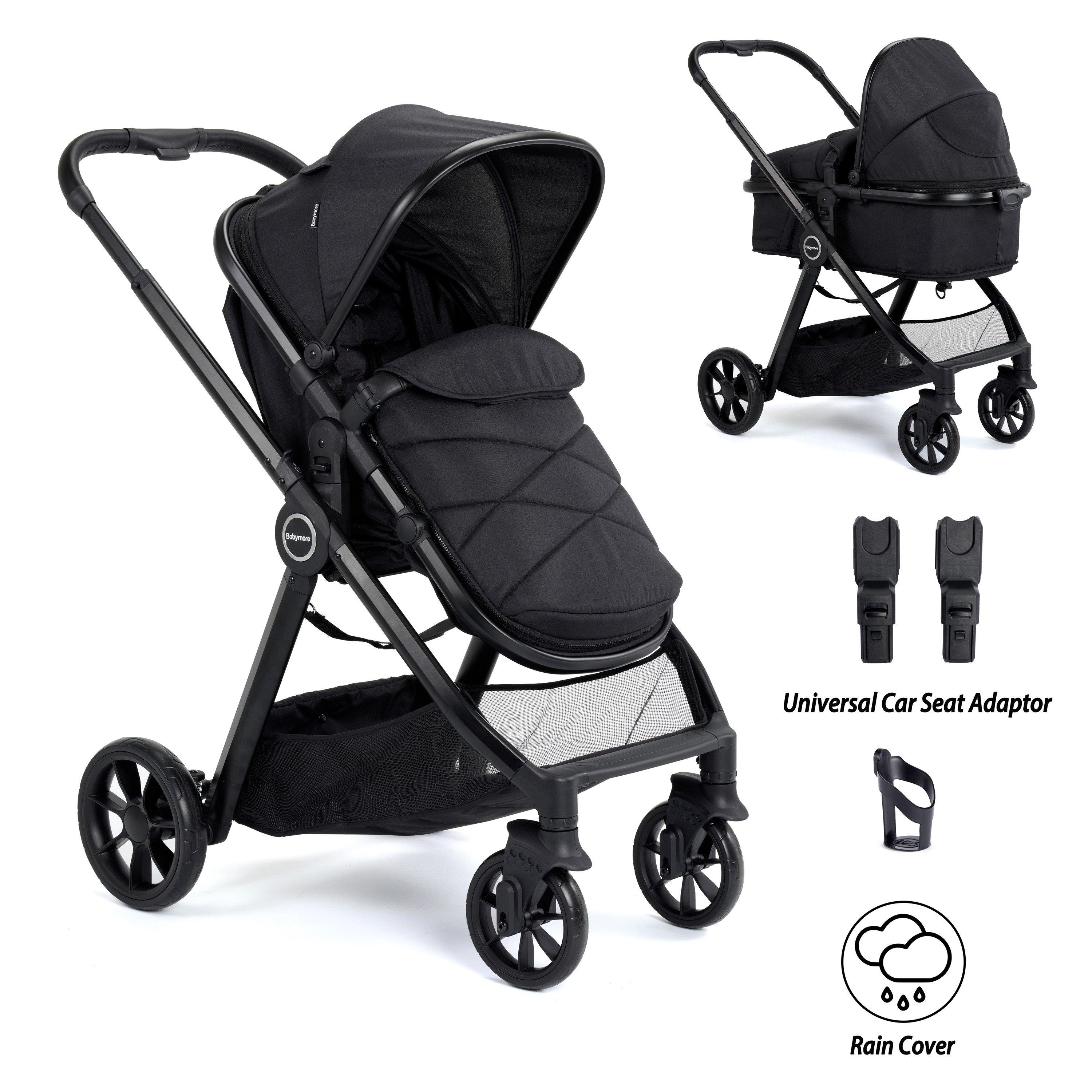Black - Babymore - Mimi Pram Pushchair - Black - 1