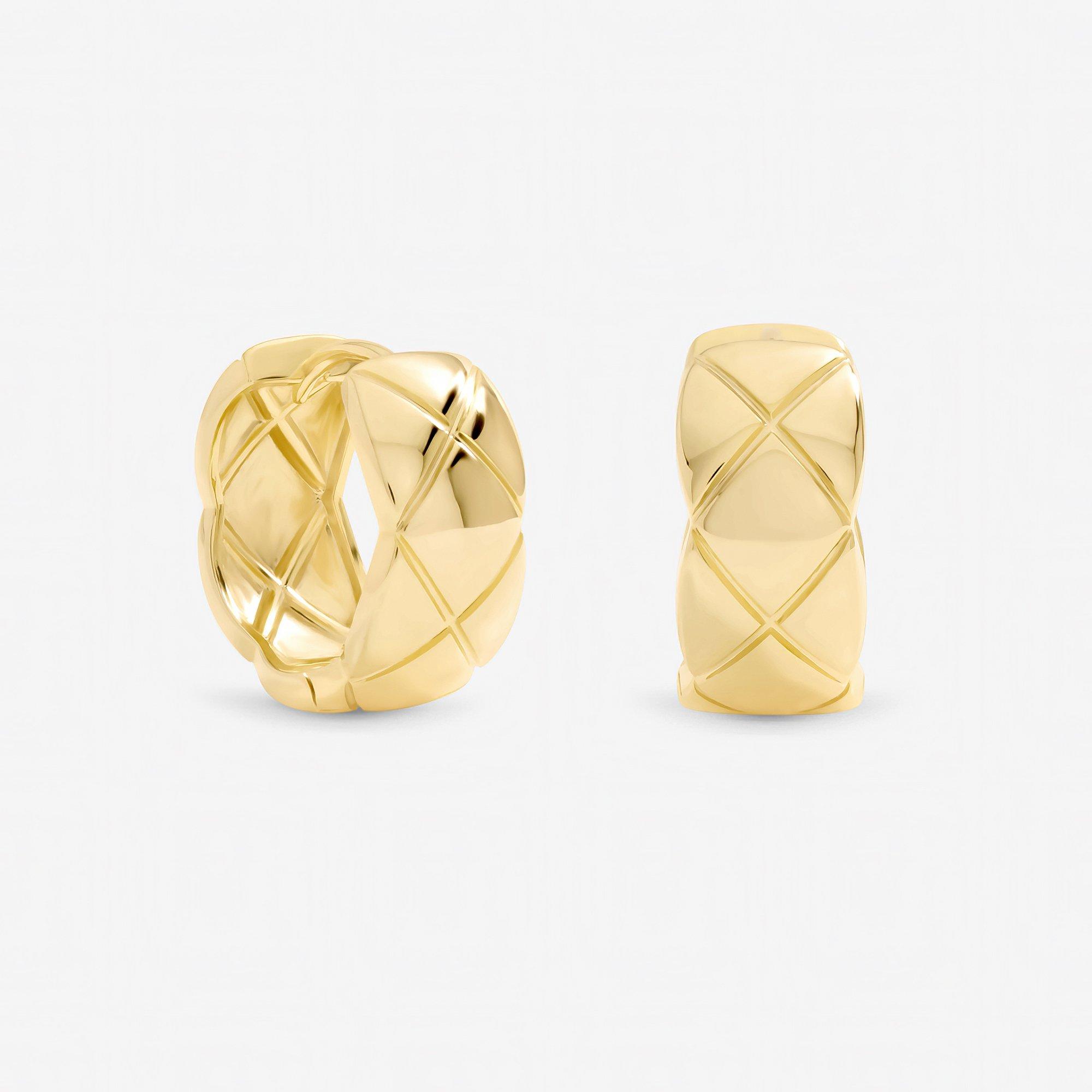 Gold - Jon Richard - Gold Plated Quilted Hoop Earrings - 1