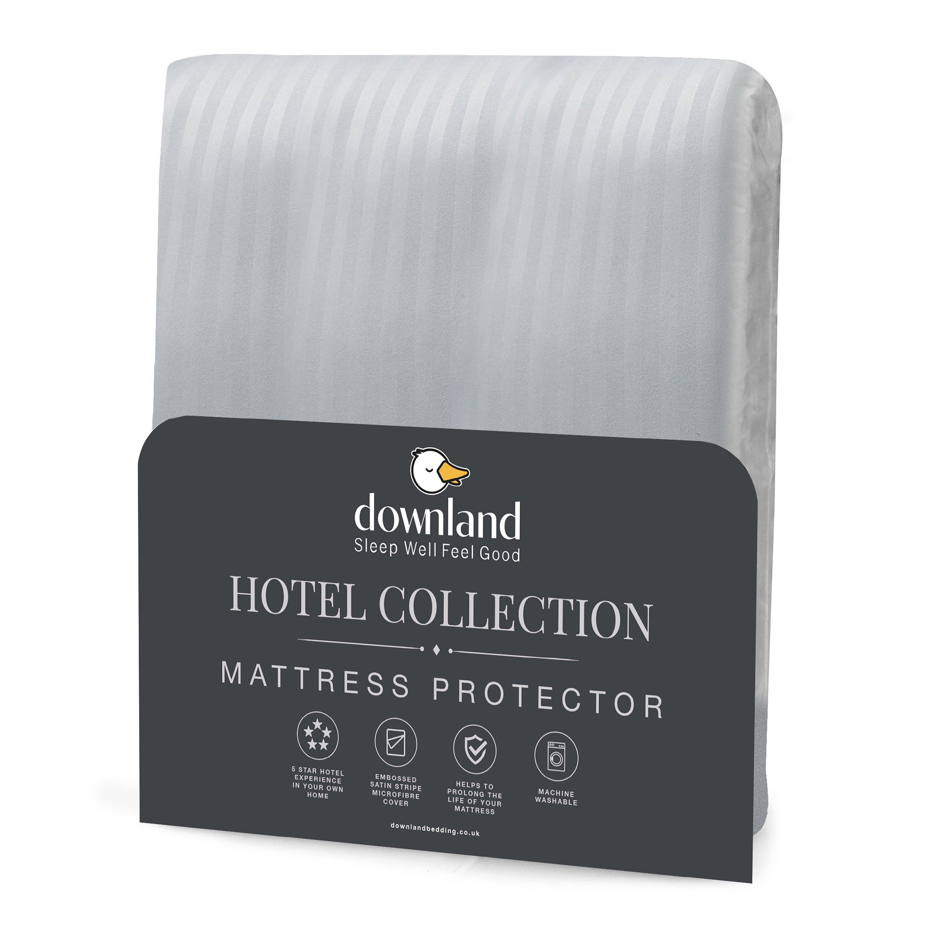 White - Downland - Hotel Collection Satin Stripe Mattress Protector - 1