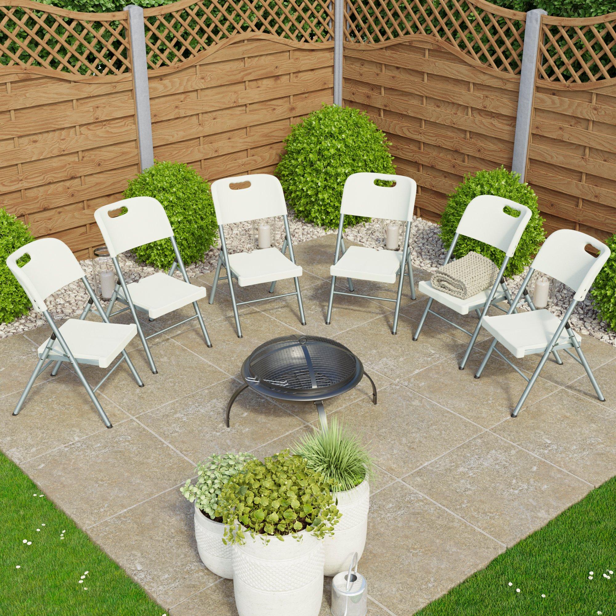 White - Lassic - Home Vida Set of 6 Outdoor Indoor Folding Chairs - 3