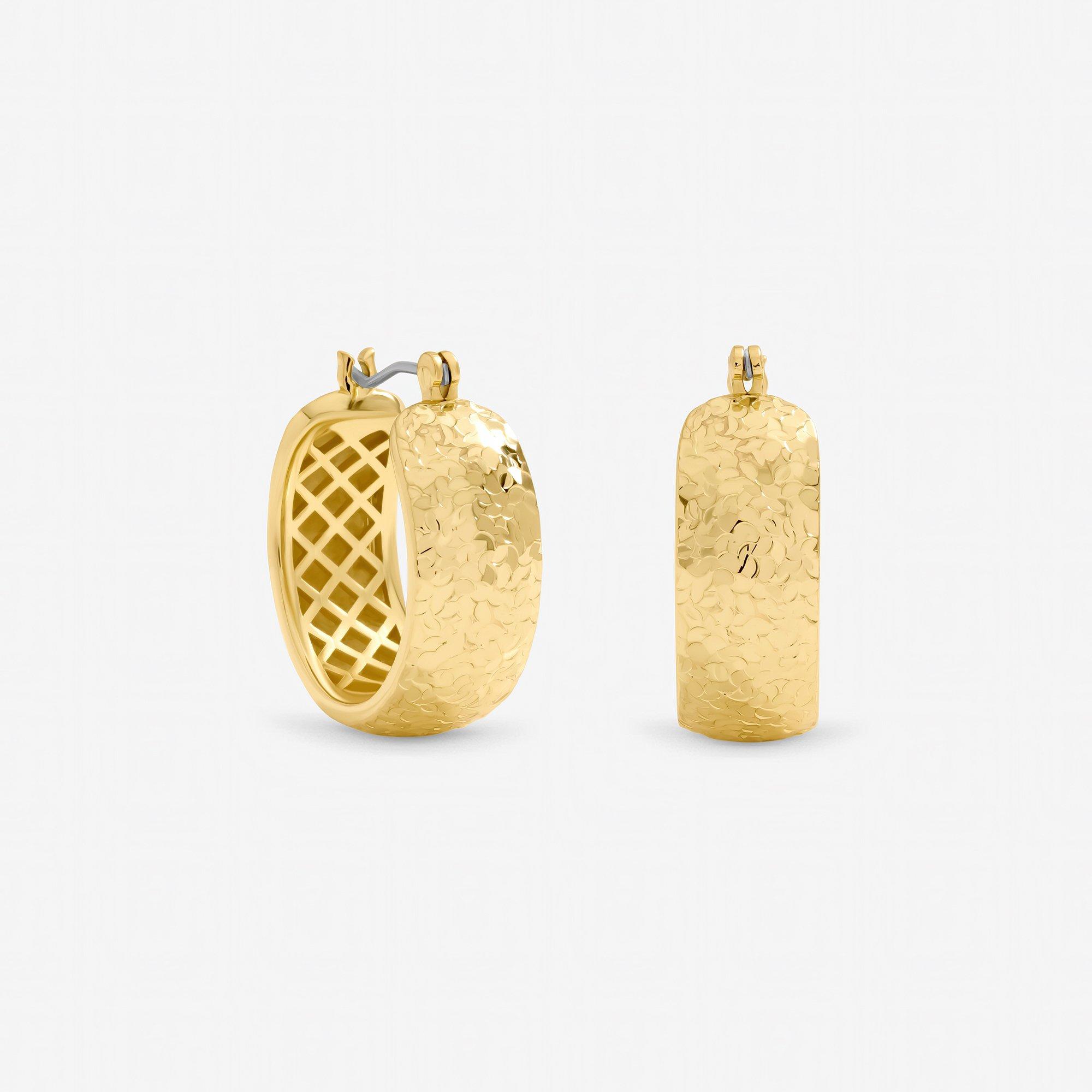 Gold - Jon Richard - Textured Large Hoop Earrings - 1