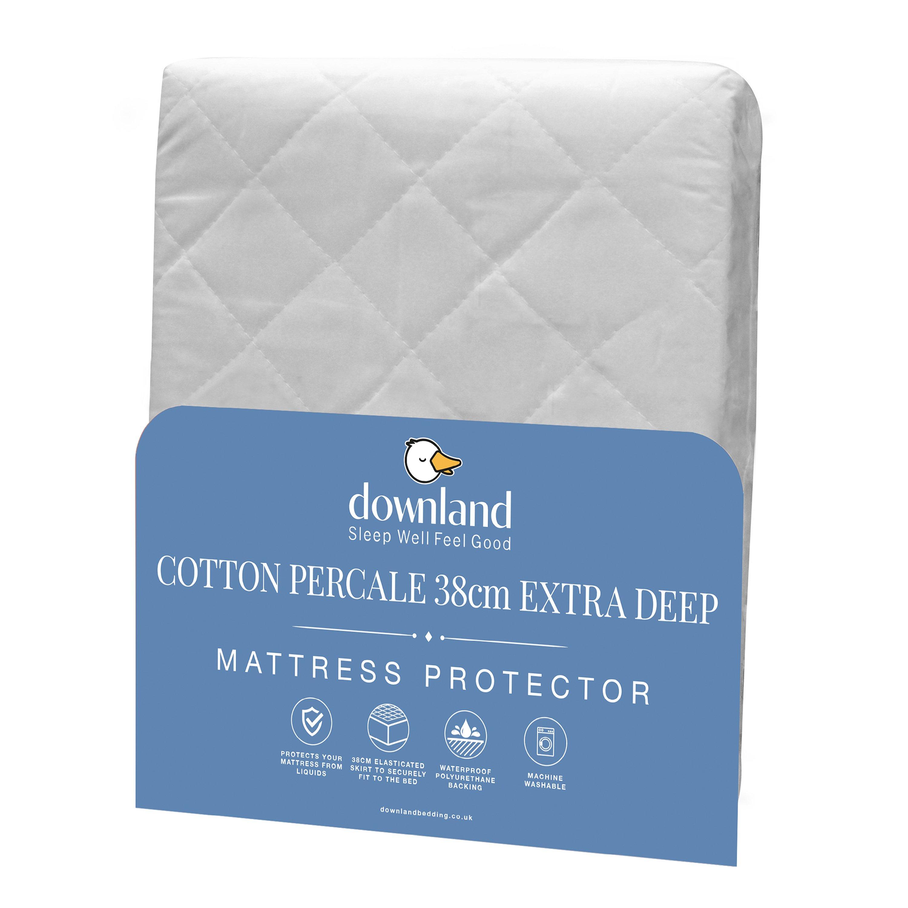 White - Downland - Extra Deep Cotton Mattress Protector - 1