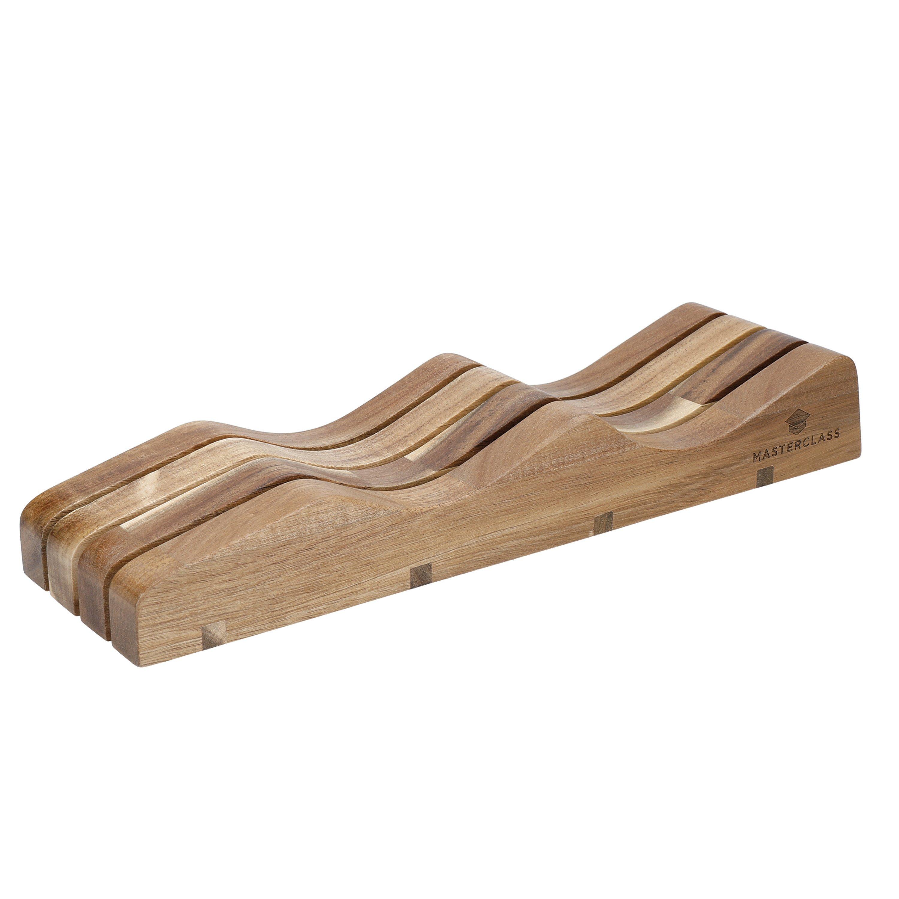 Masterclass  Acacia Wood In-Drawer Knife Block - Brown - 6x10x35