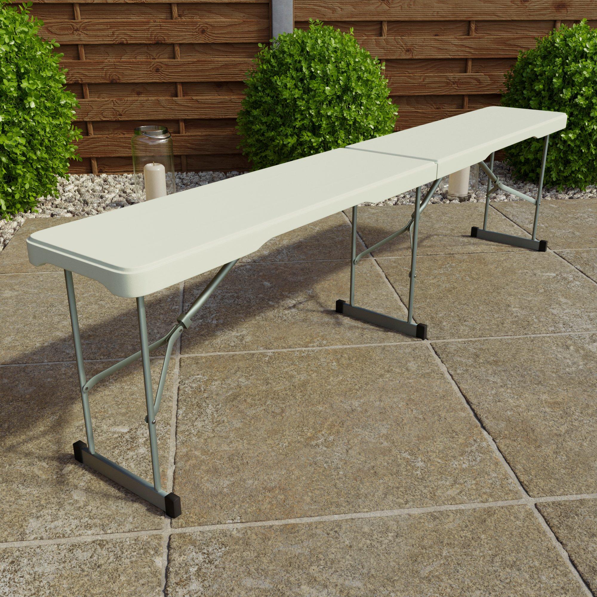White - Lassic - Home Vida Indoor Outdoor Folding Trestle Bench 6ft - 4