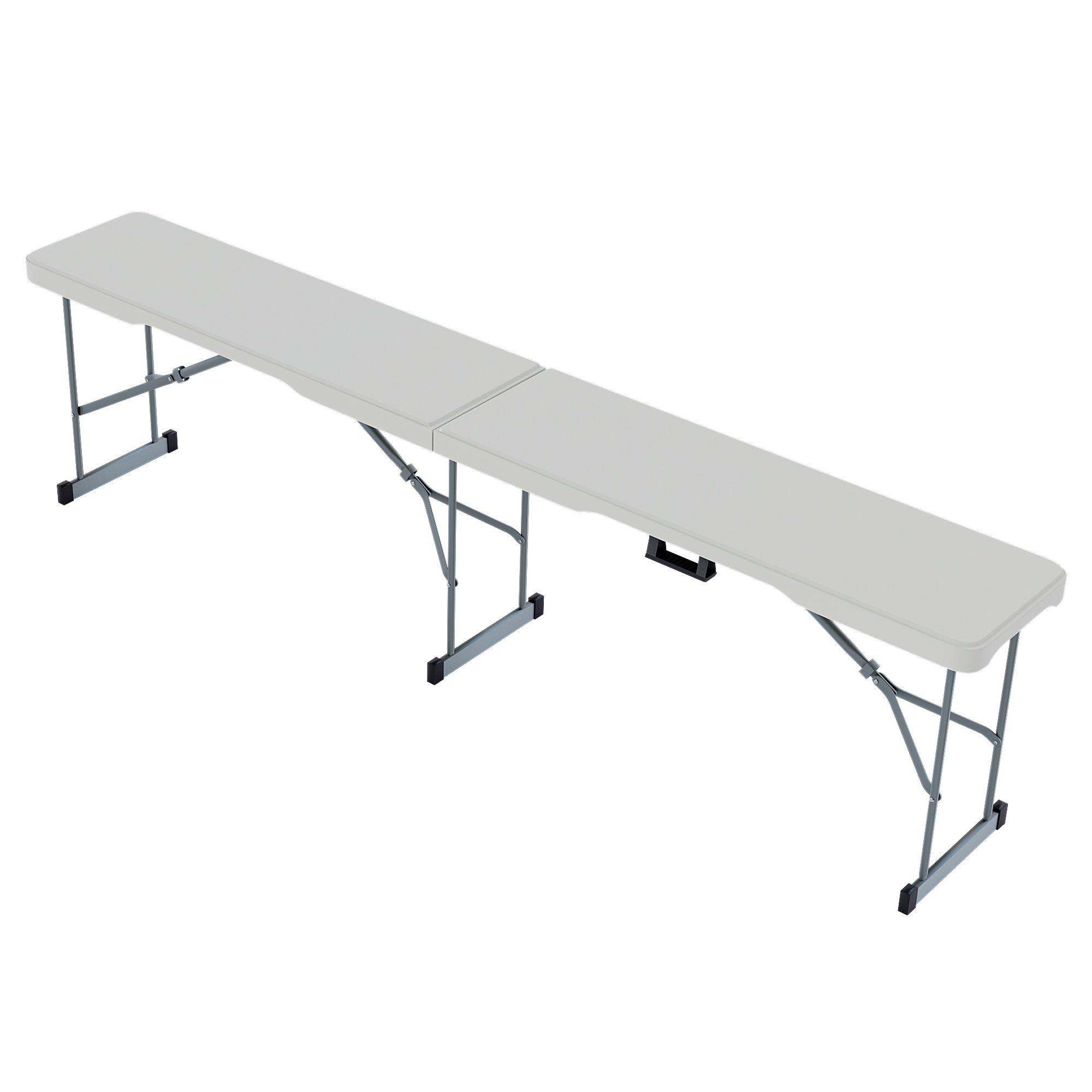 White - Lassic - Set of 2 Indoor Outdoor Folding Trestle Bench 6ft - 11