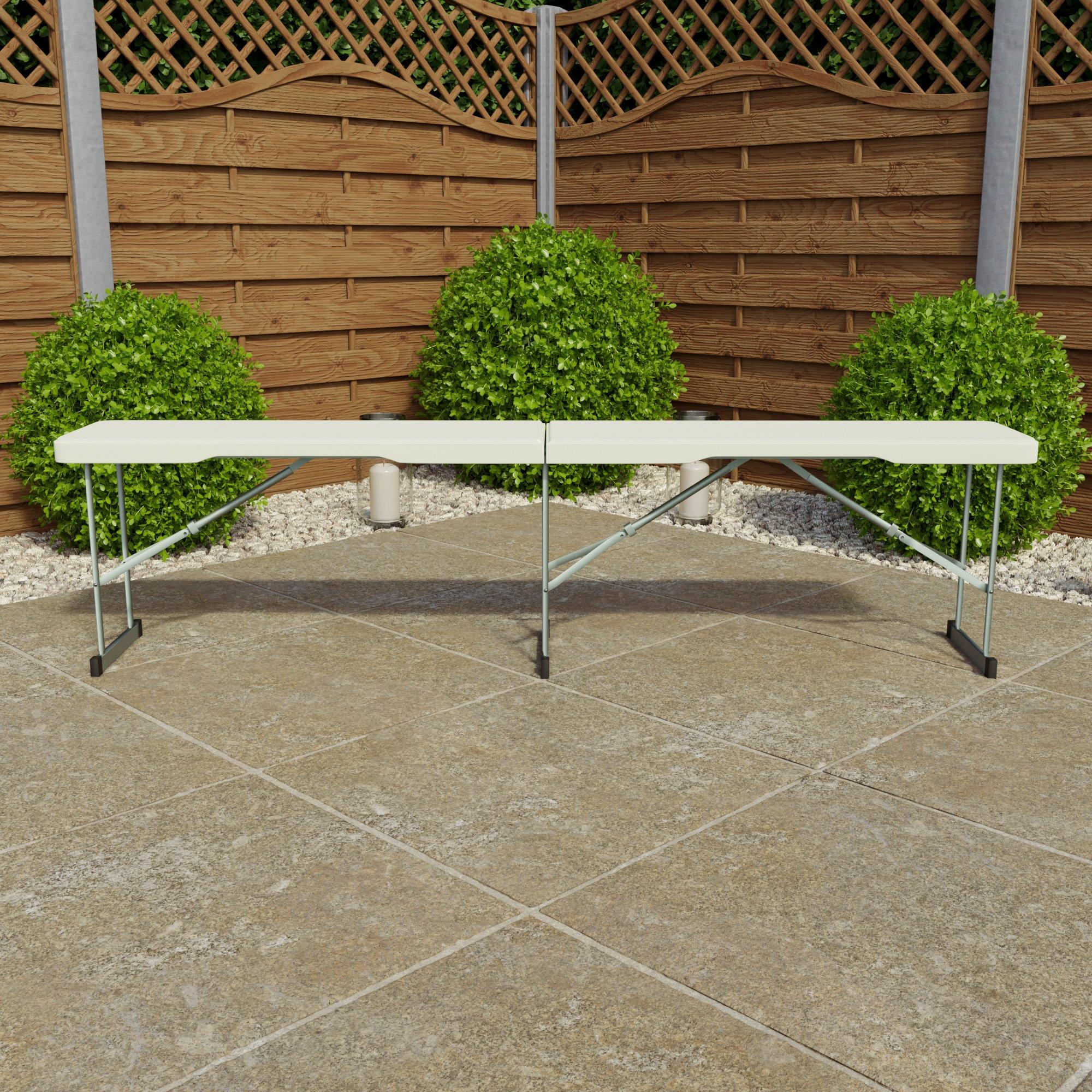 White - Lassic - Set of 2 Indoor Outdoor Folding Trestle Bench 6ft - 3