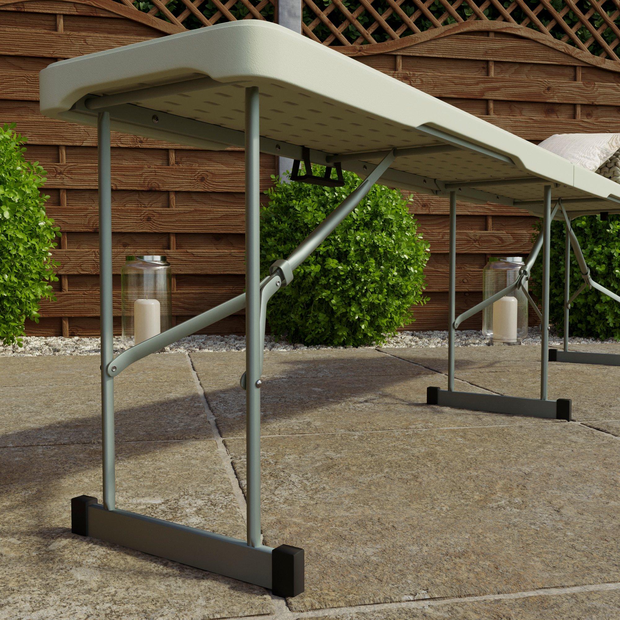 White - Lassic - Set of 2 Indoor Outdoor Folding Trestle Bench 6ft - 6