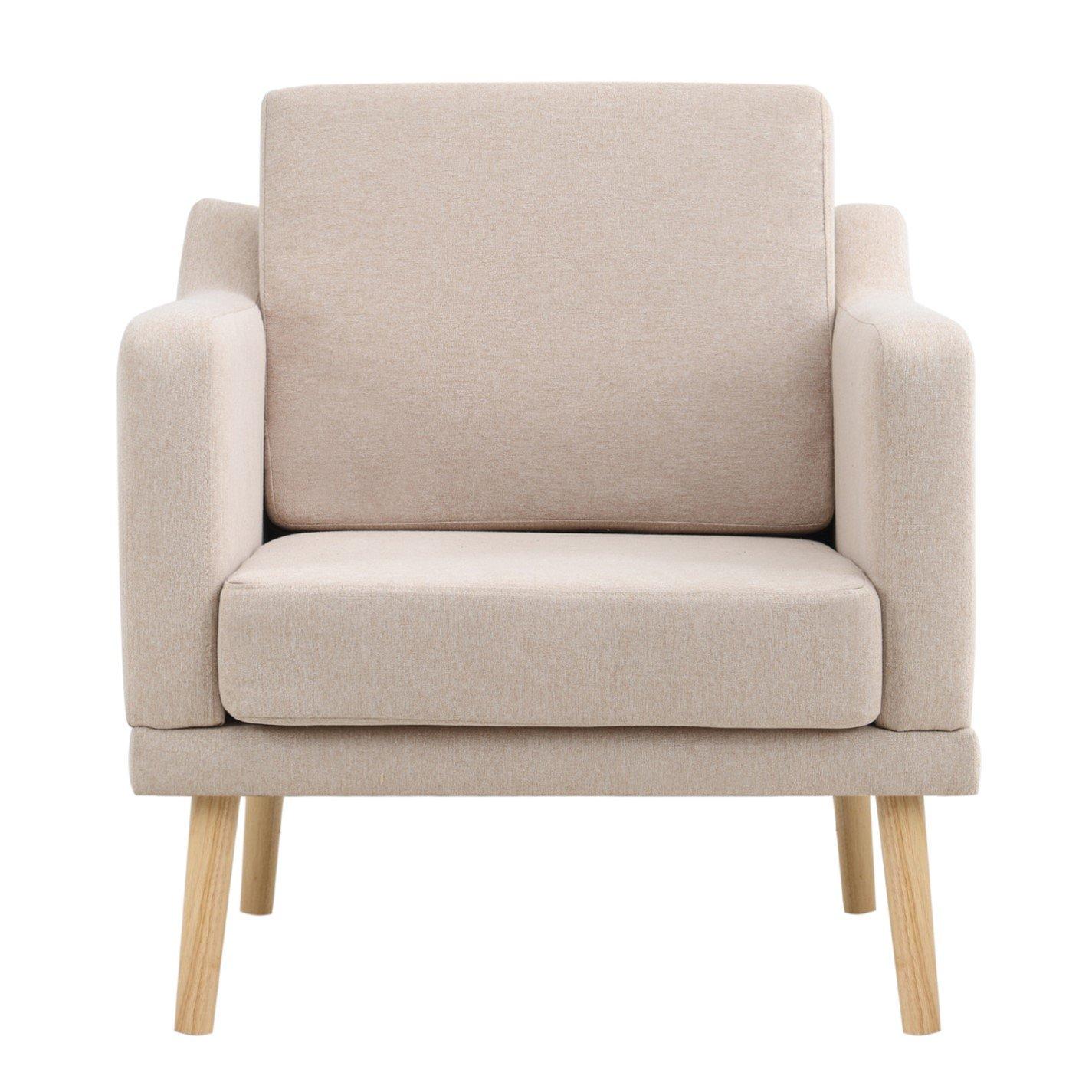 Beige - Kabinet UK - Linen Upholostered Padded Armchair Beige - 2