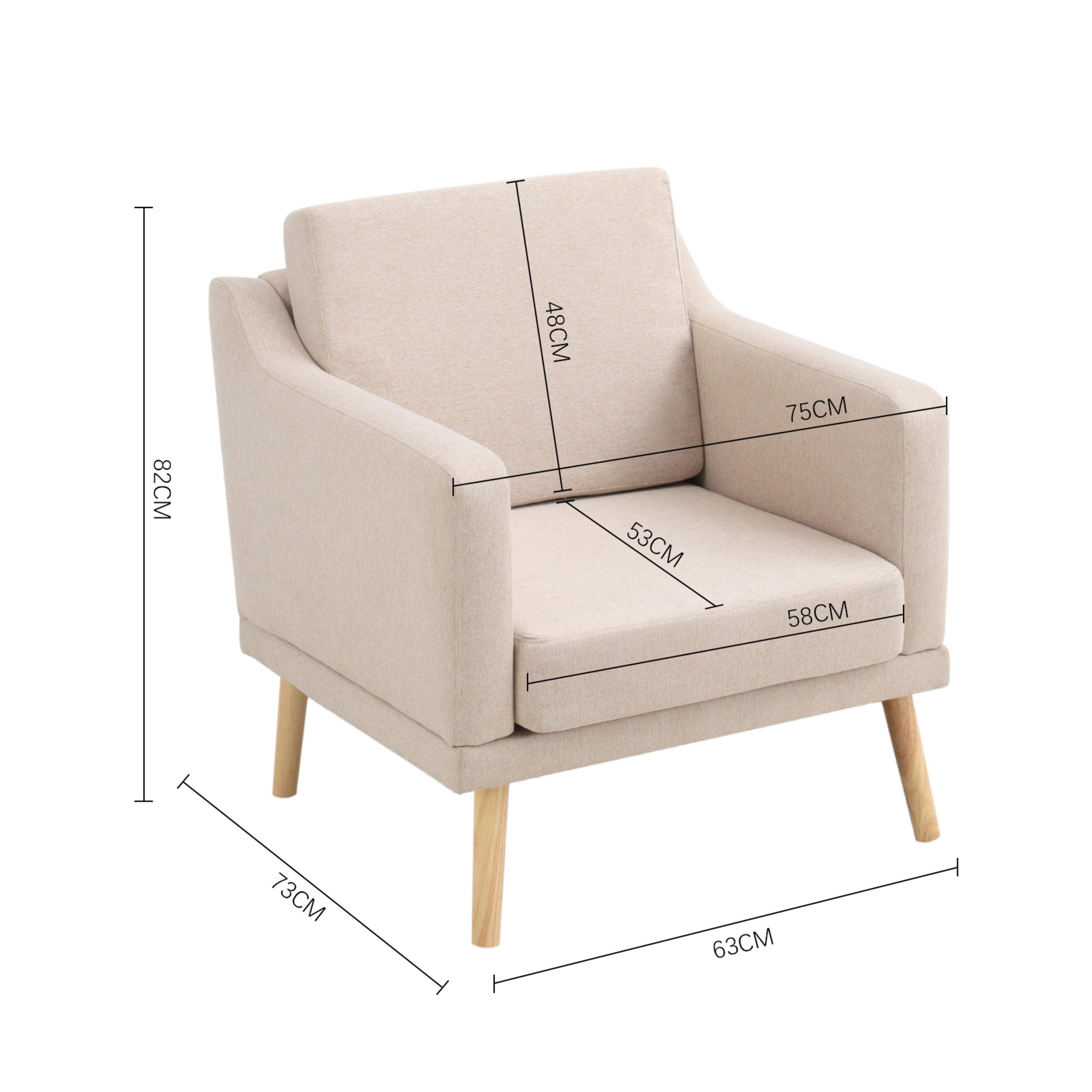 Beige - Kabinet UK - Linen Upholostered Padded Armchair Beige - 12