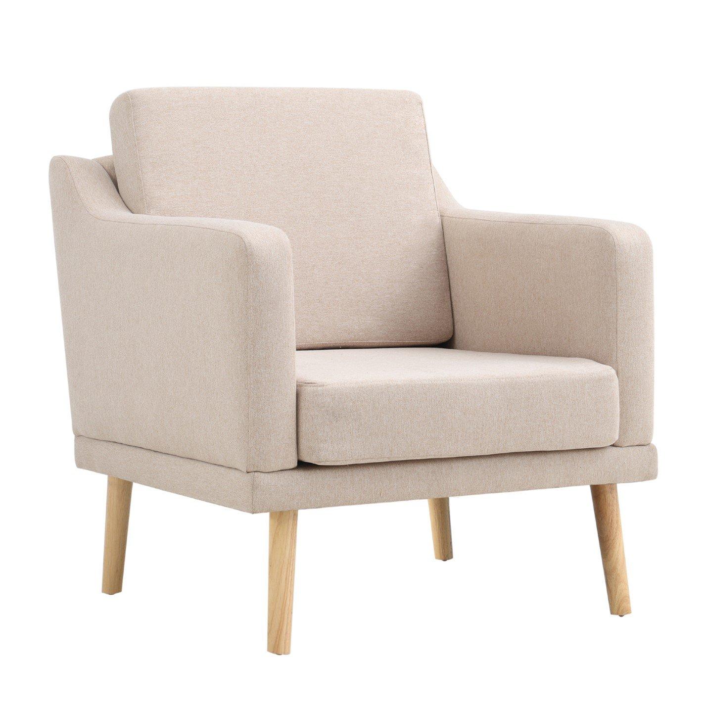 Beige - Kabinet UK - Linen Upholostered Padded Armchair Beige - 3