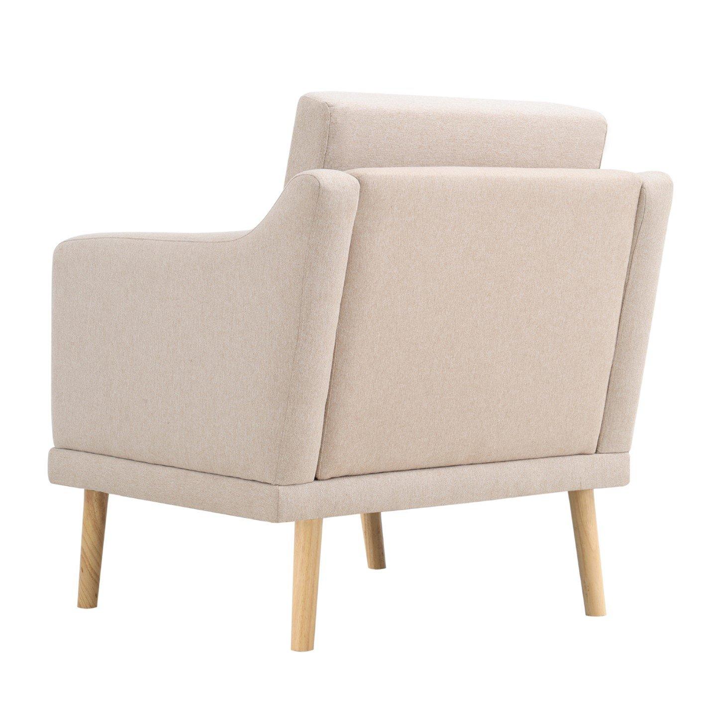 Beige - Kabinet UK - Linen Upholostered Padded Armchair Beige - 4