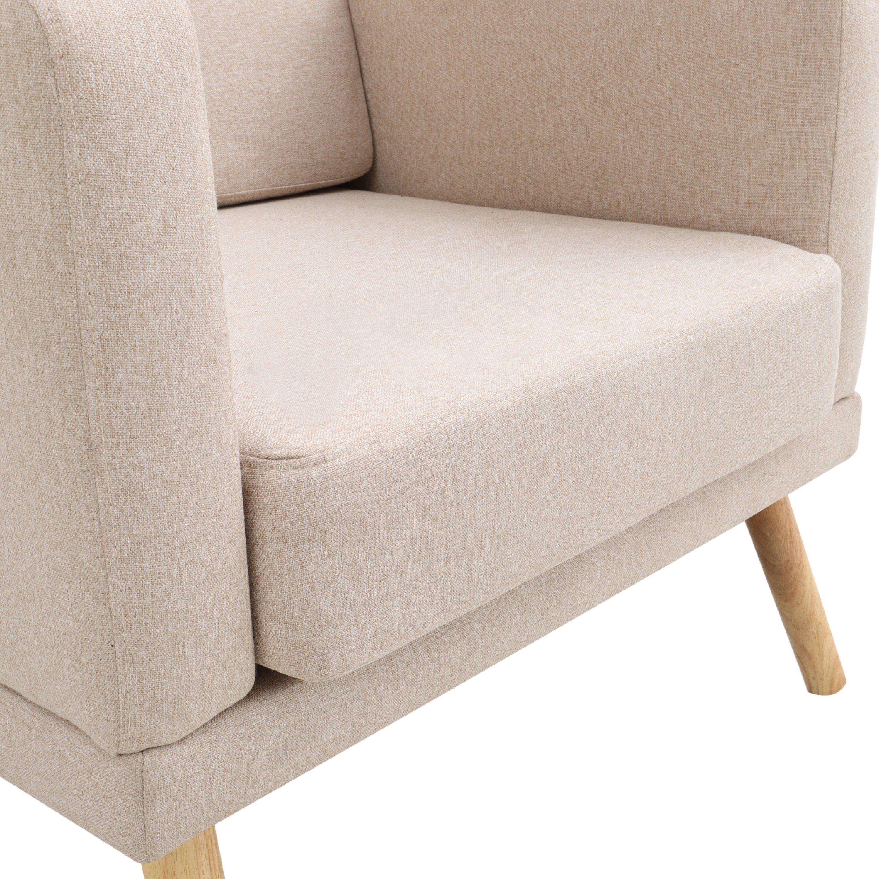 Beige - Kabinet UK - Linen Upholostered Padded Armchair Beige - 10