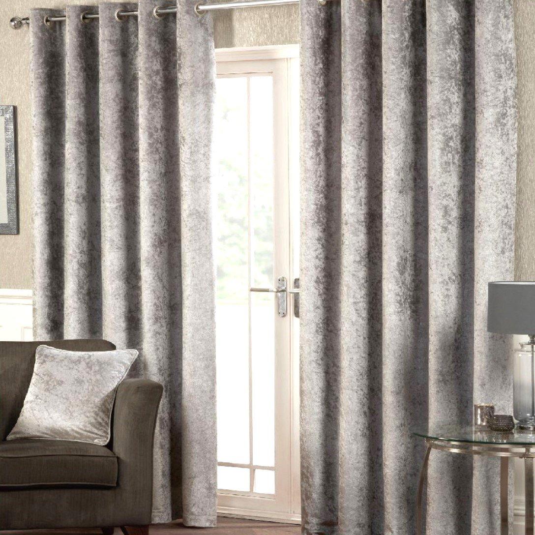 Silver - Alan Symonds - Crushed Velvet Ring Top Curtains - 2