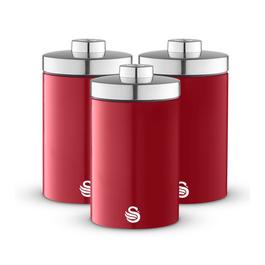 Swan Townhouse Set of 3 Canisters Red