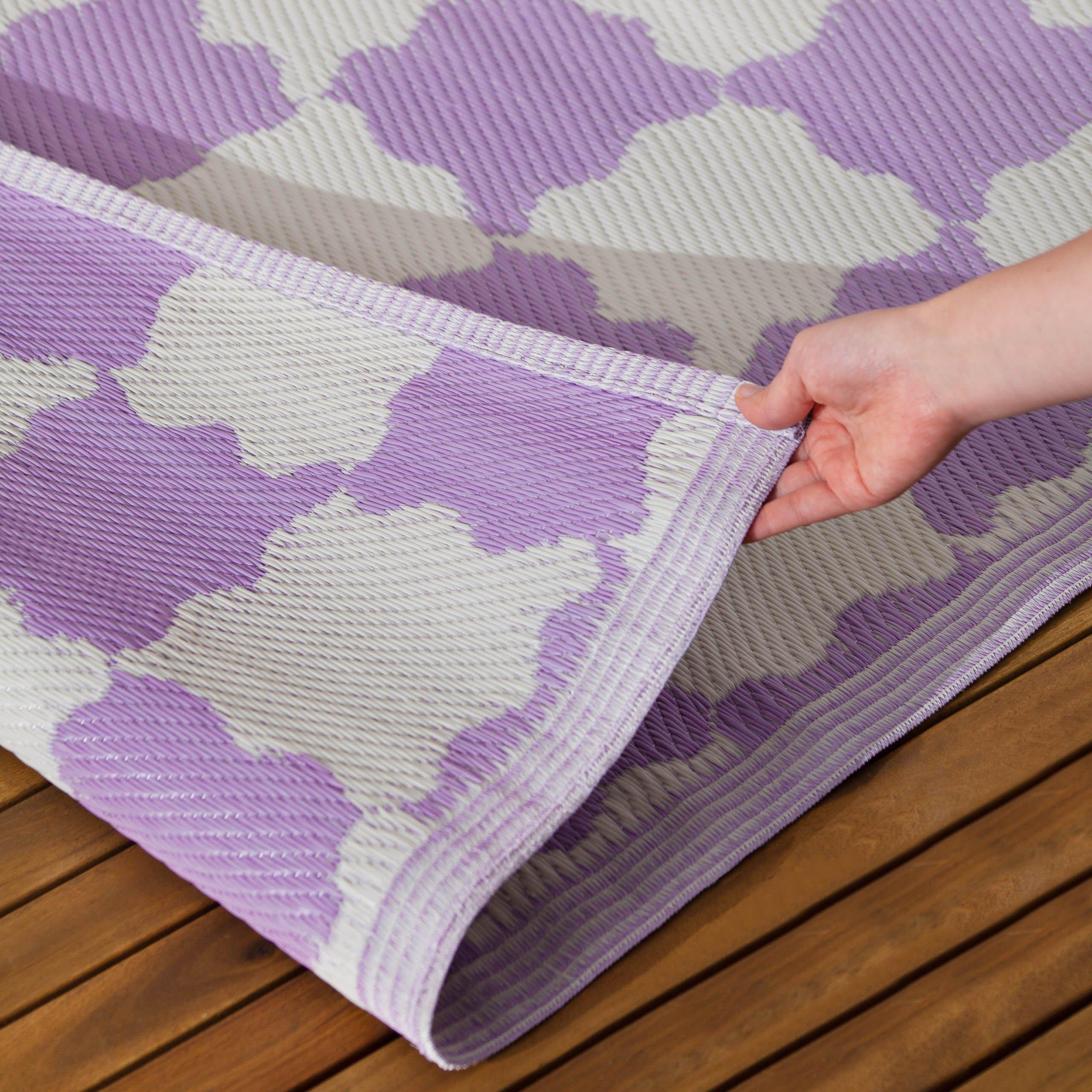 Lilac - furn. - Check Outdoor/Indoor 100% Recycled Outdoor Rug - 4