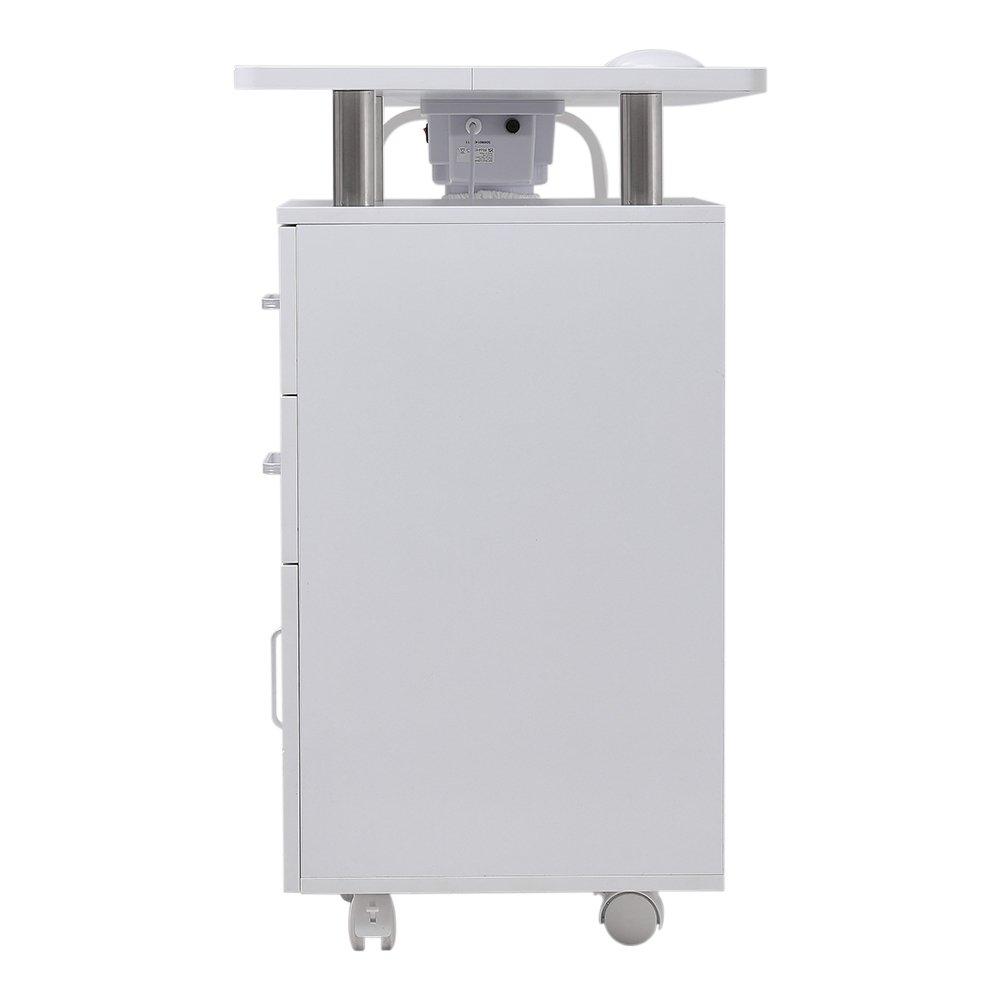 White - SHEONLY - Wooden Nail Table with Dust Collector - 6