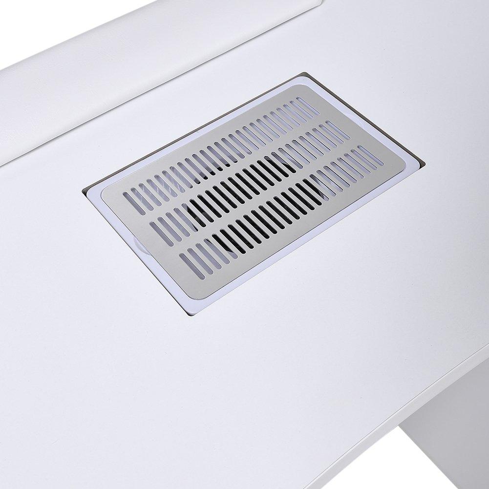 White - SHEONLY - Wooden Nail Table with Dust Collector - 7