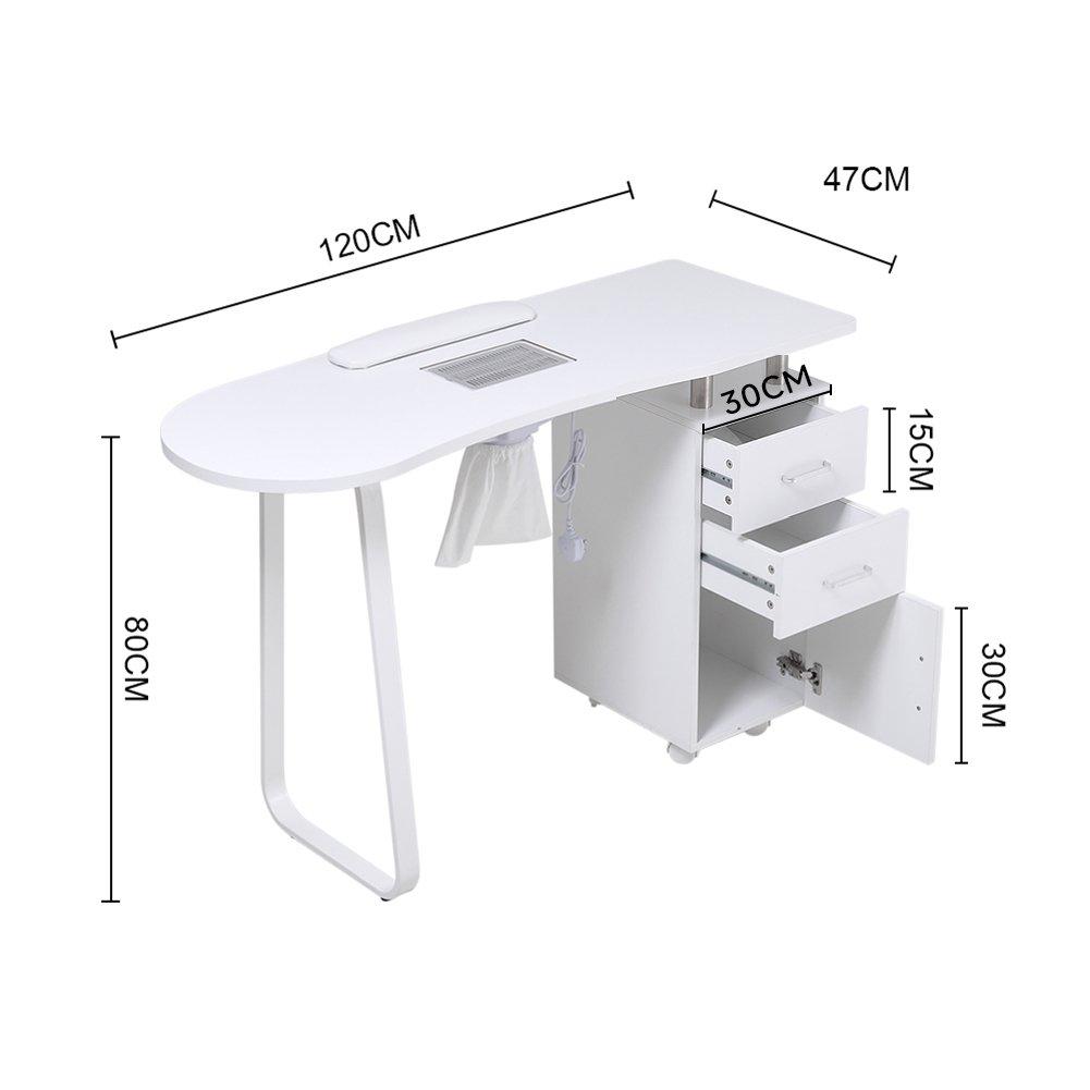 White - SHEONLY - Wooden Nail Table with Dust Collector - 9