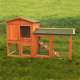 Charles Bentley Leisure TWO STOREY HUTCH WITH RUN NATURAL WOOD
