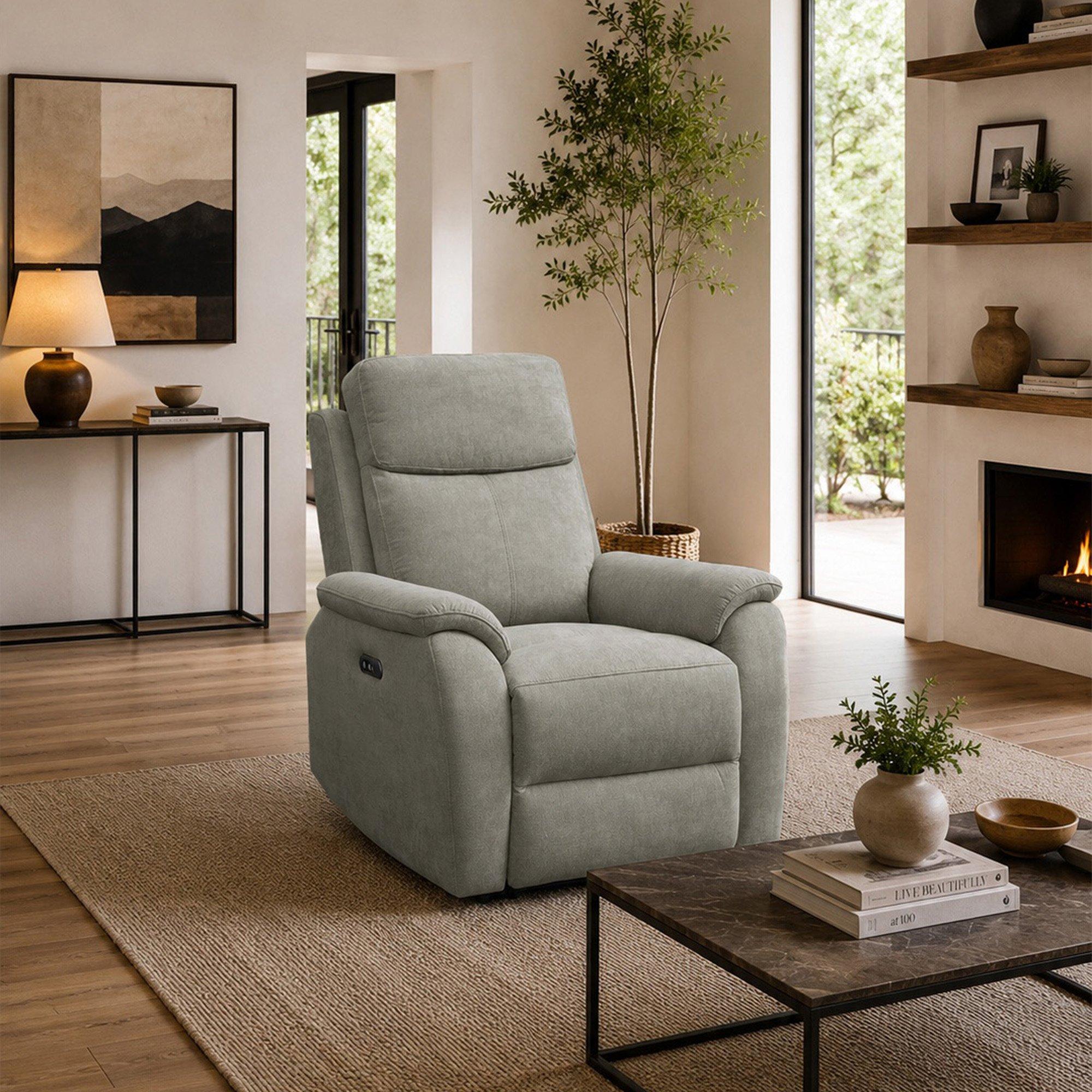 Grey - Aspire - Kingsmere Power Recliner Armchair (1 Seater), Chen - 1