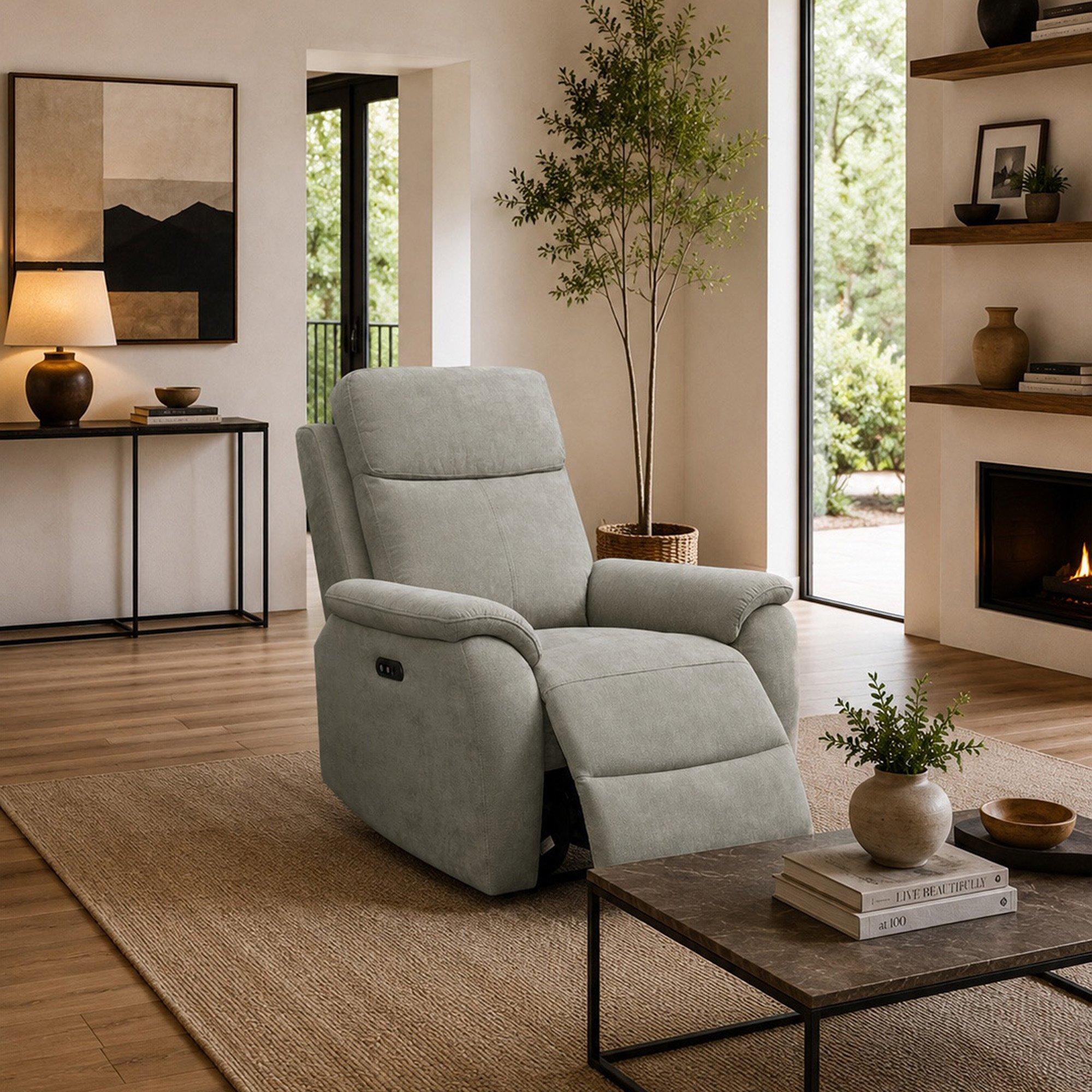 Grey - Aspire - Kingsmere Power Recliner Armchair (1 Seater), Chen - 2