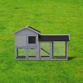 Charles Bentley Leisure TWO STOREY HUTCH WITH RUN GREY