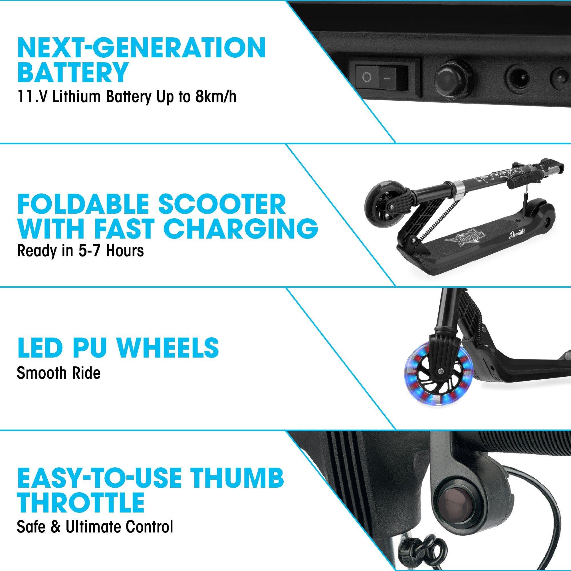 Black - Xootz - Elements Electric Scooter Lithium - Black - 10