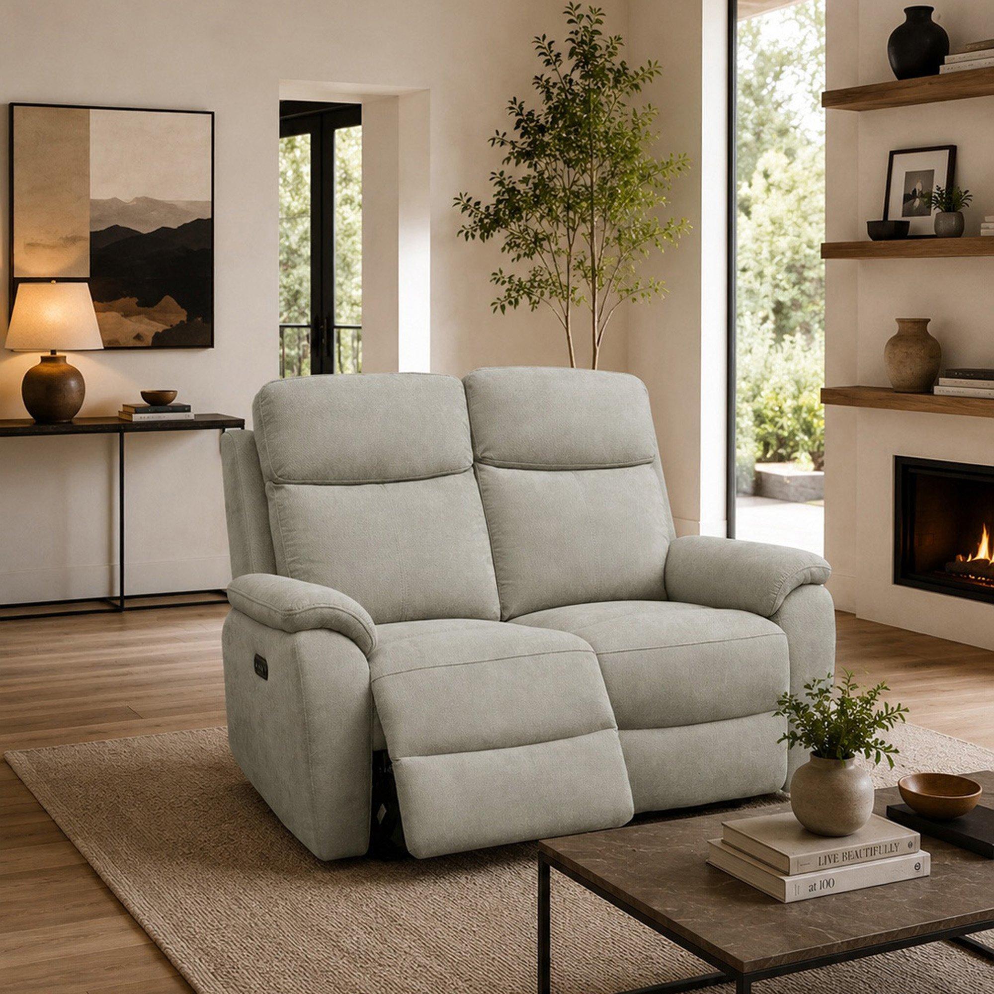 Grey - Aspire - Kingsmere 2 Seater Power Recliner Sofa, Chenille F - 2