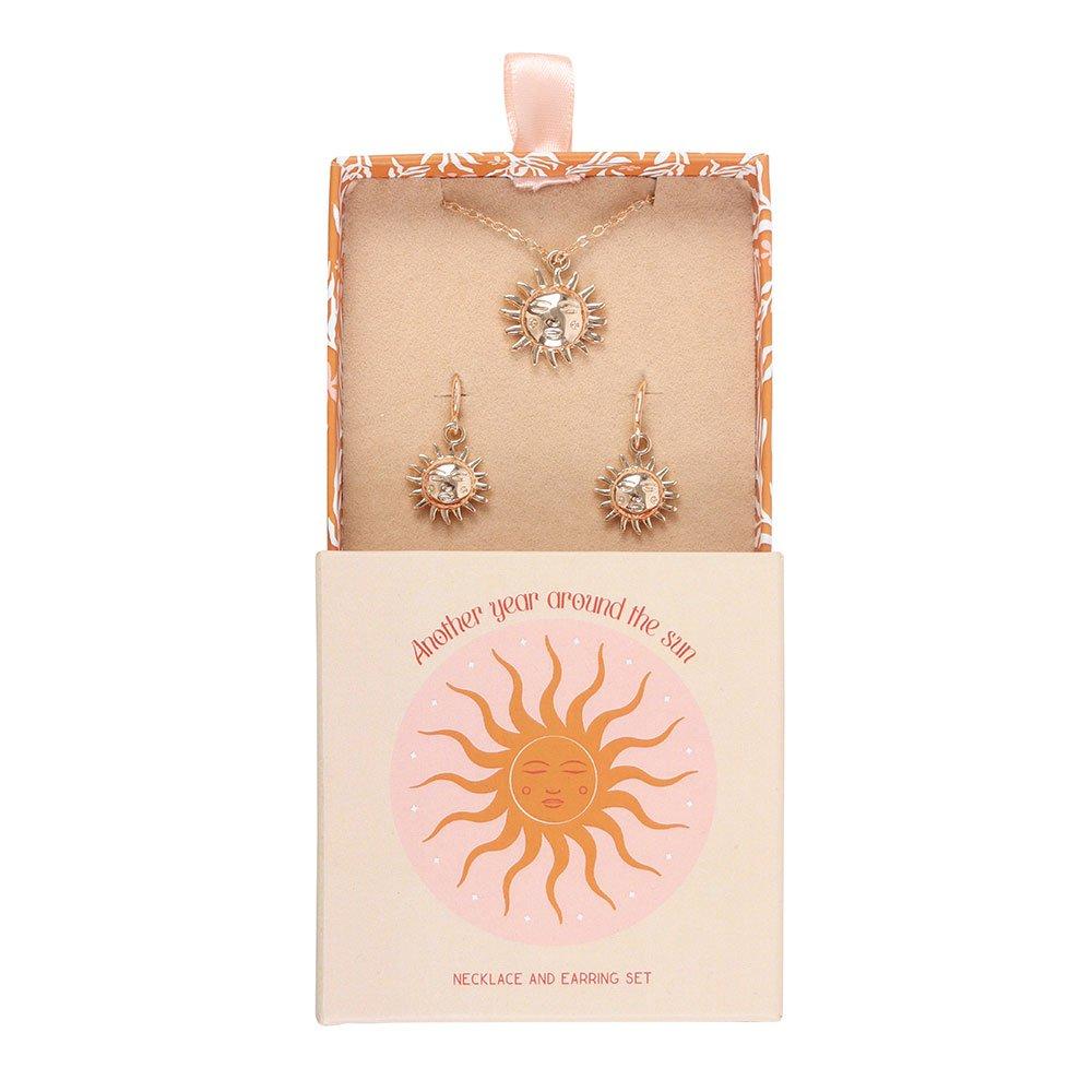 Gold - Something Different - Sun Earring and Necklace Set - 4