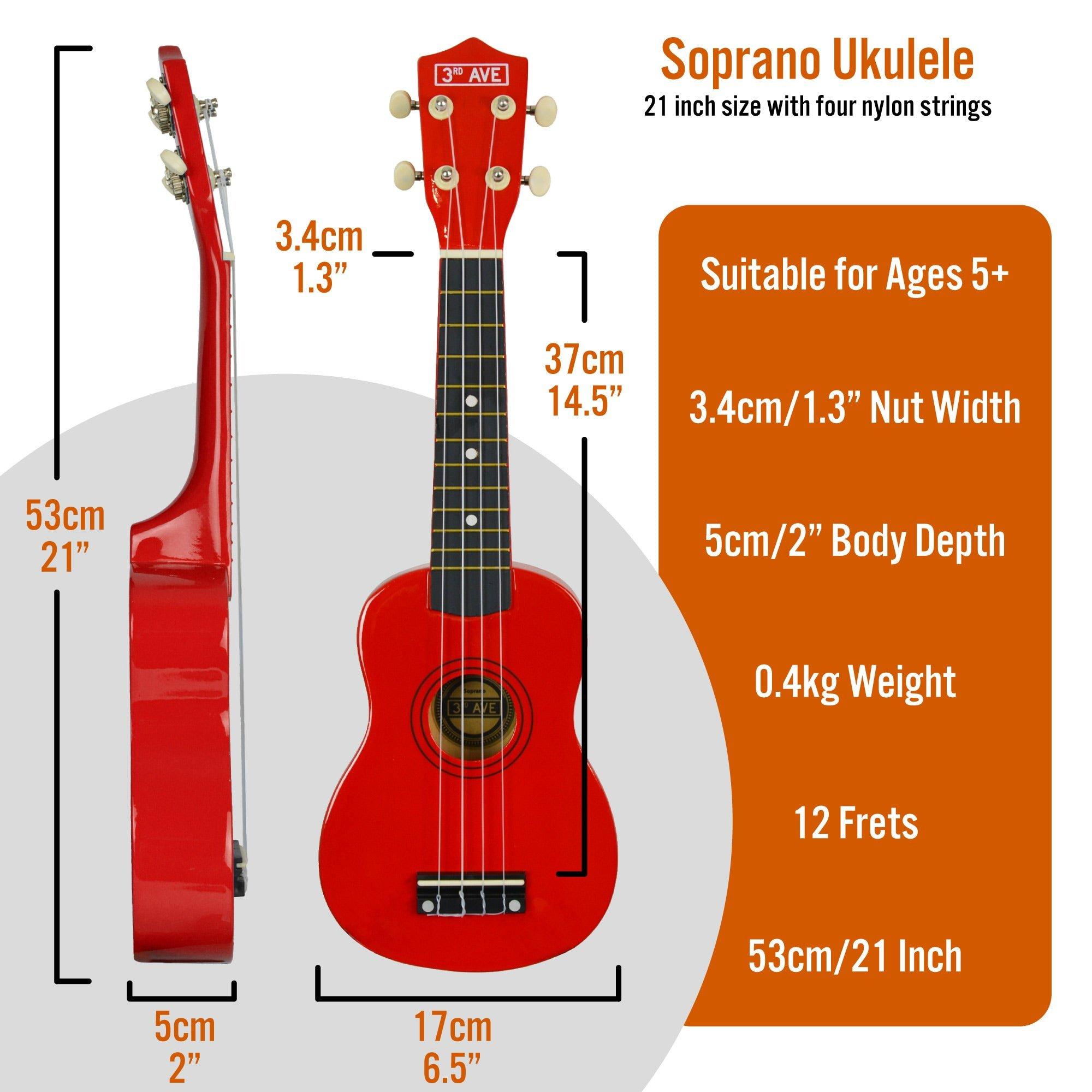 Red - 3rd Avenue - 3rd Avenue Soprano Ukulele Pack - Natural - 2