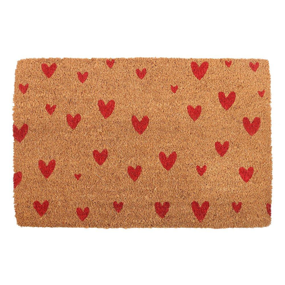 Brown - Something Different - Natural Red Love Heart Doormat - 2