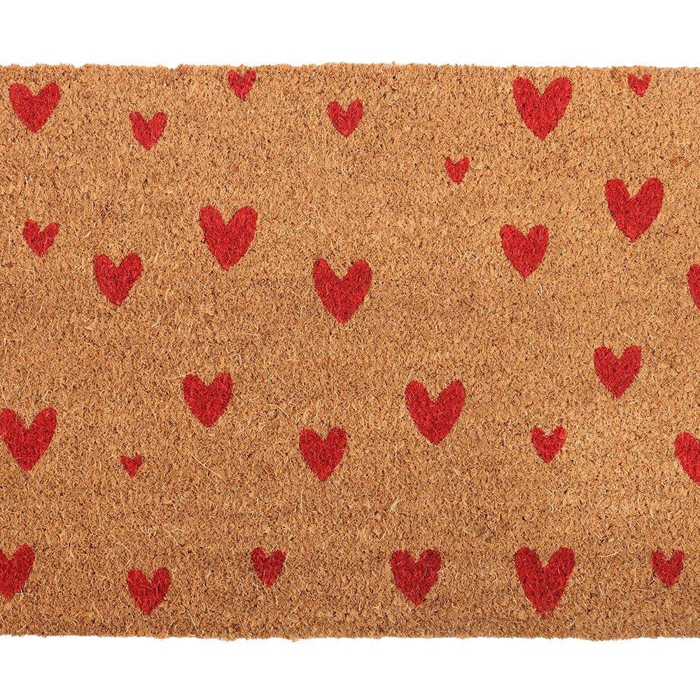 Brown - Something Different - Natural Red Love Heart Doormat - 3