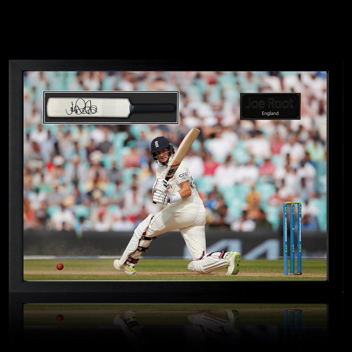 White - The Fan Cave - Joe Root Signed Mini Cricket Bat Iconic Frame - 1
