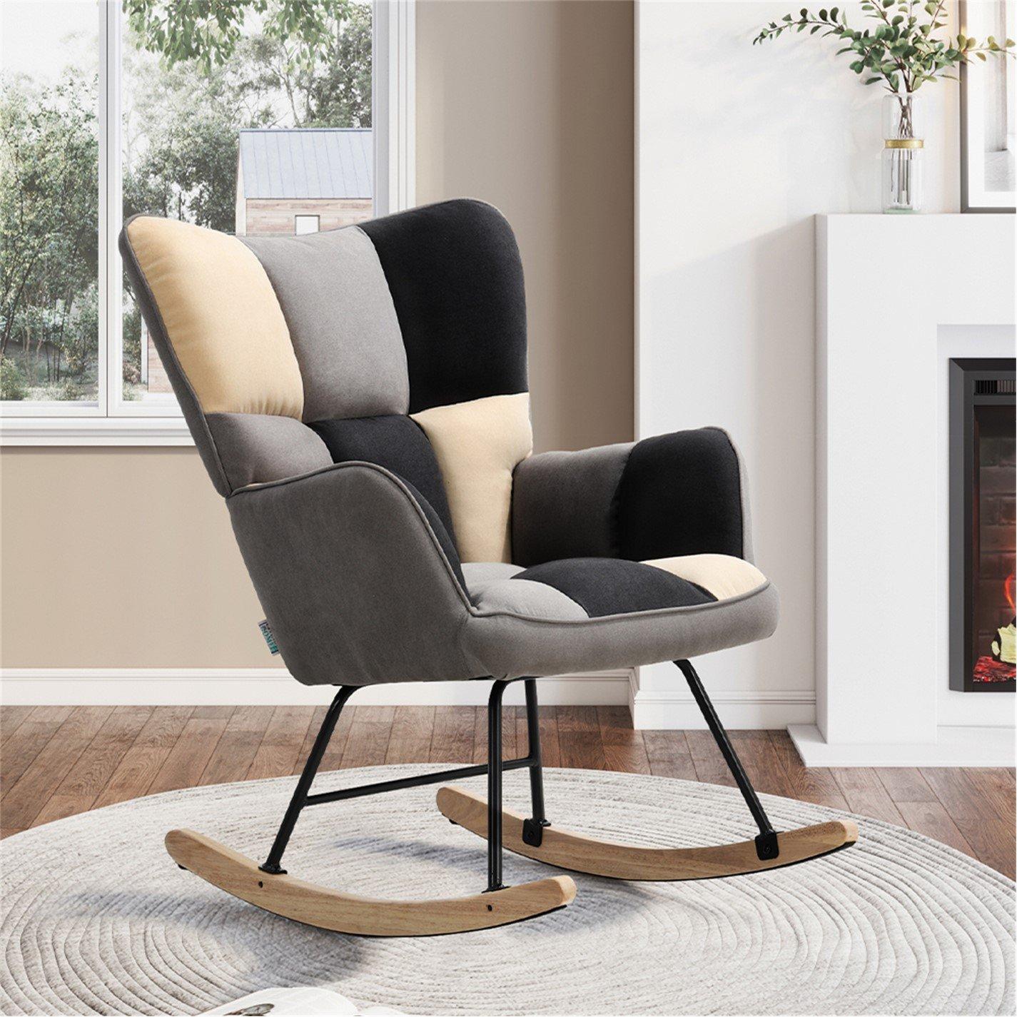 Kabinet Uk  Tufted Linen Upholstered Rocking Chair -  - Large