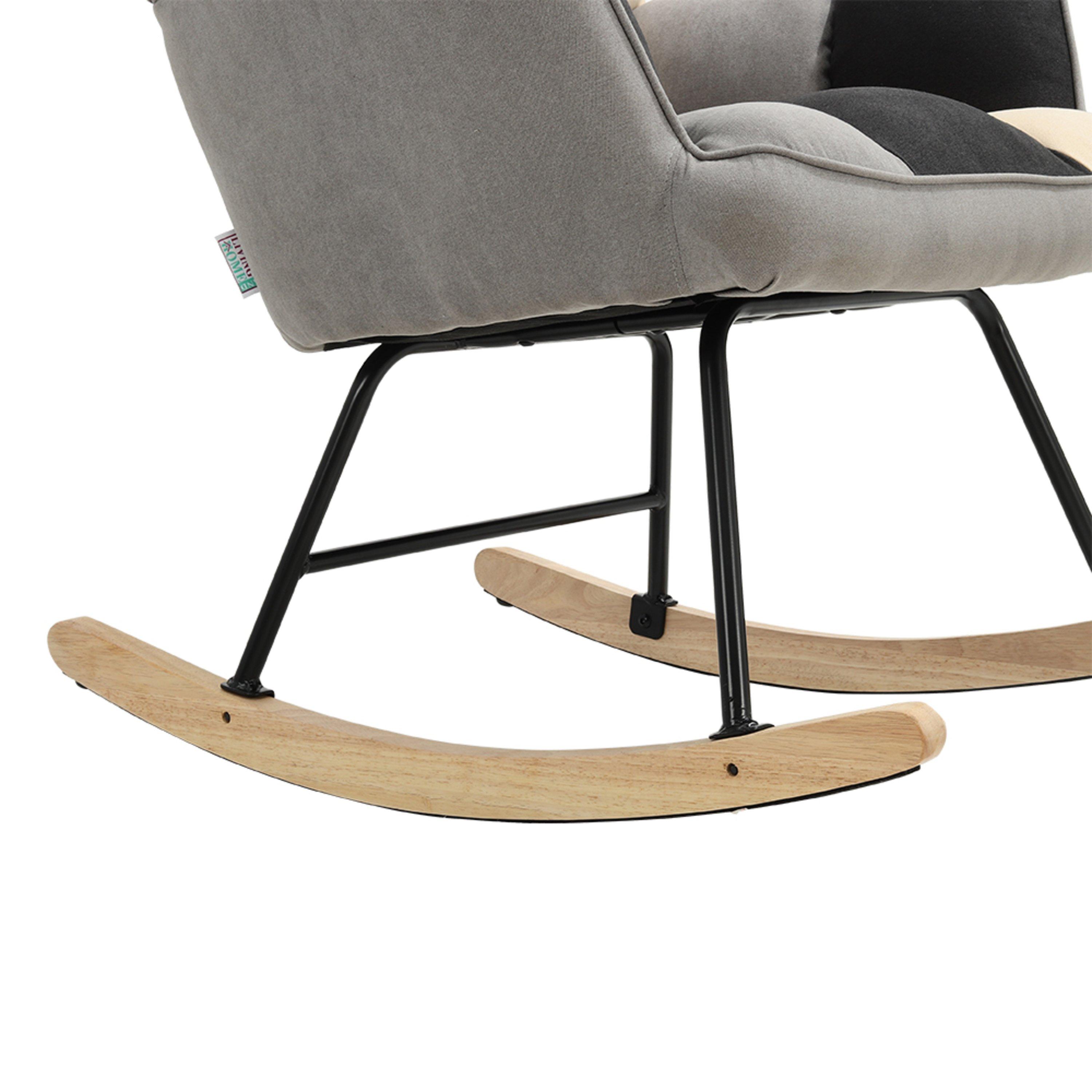 Multi - Kabinet UK - Tufted Linen Upholstered Rocking Chair - 11