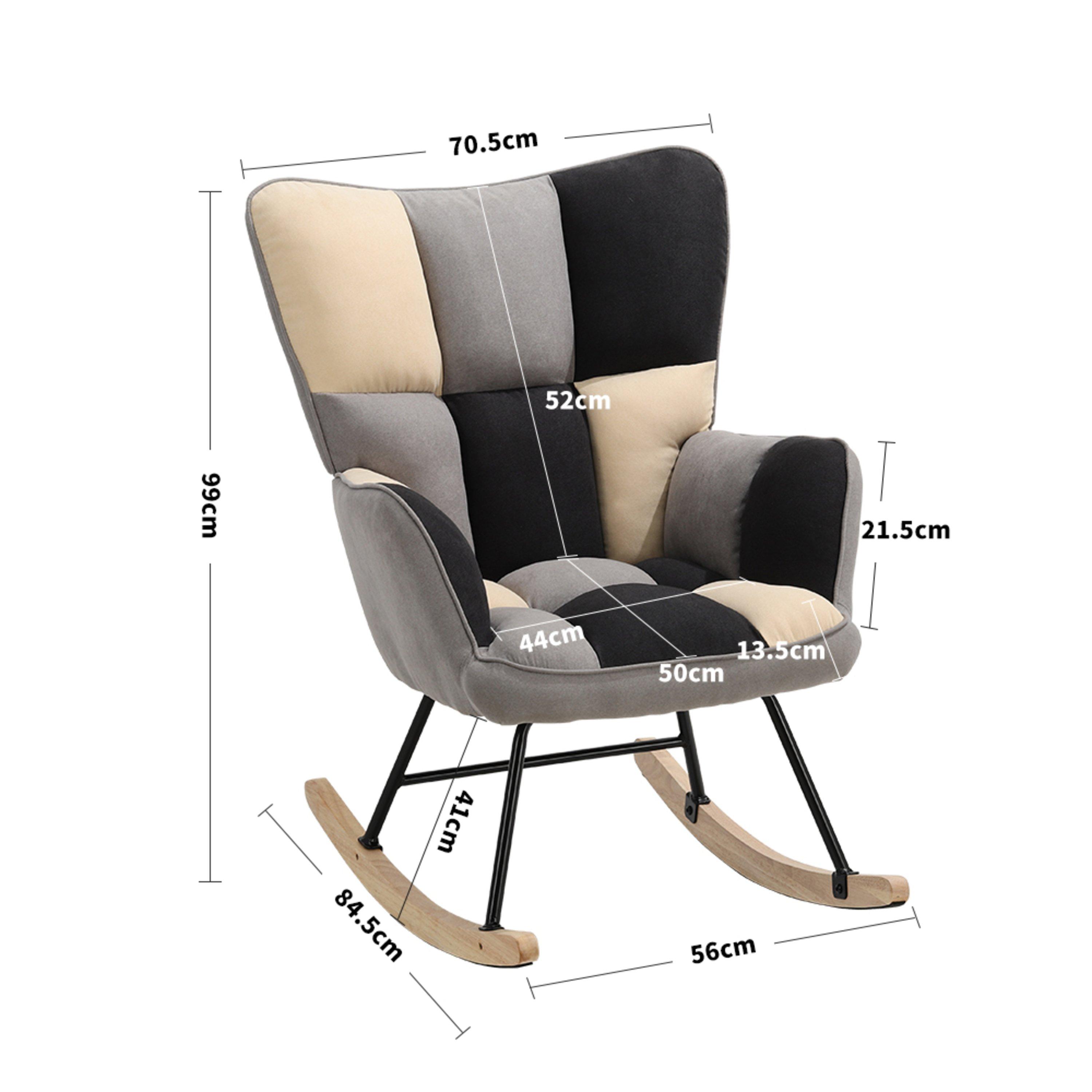 Multi - Kabinet UK - Tufted Linen Upholstered Rocking Chair - 12