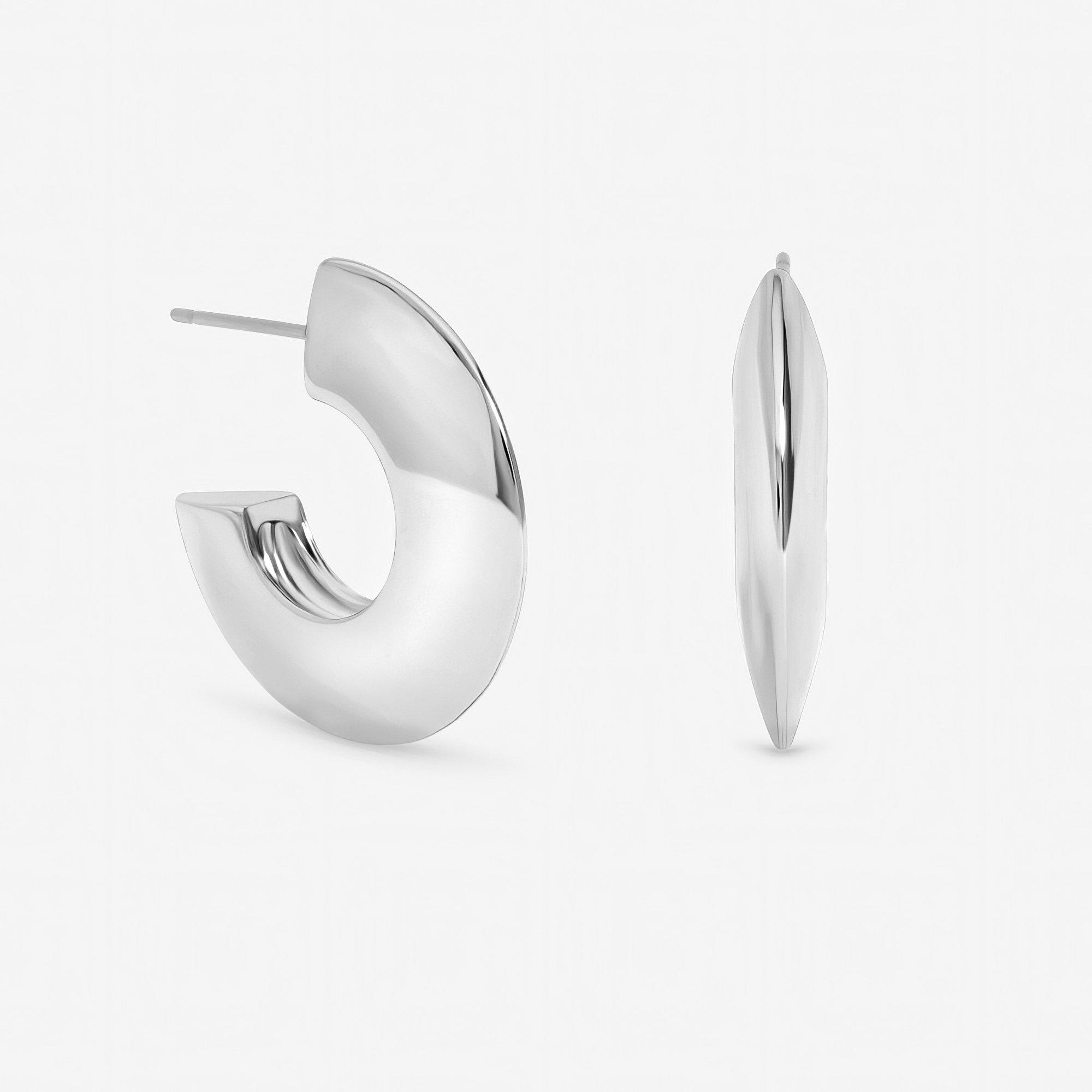 Silver - Jon Richard - Silver Plated Flat Disk Hoop Earrings - 1