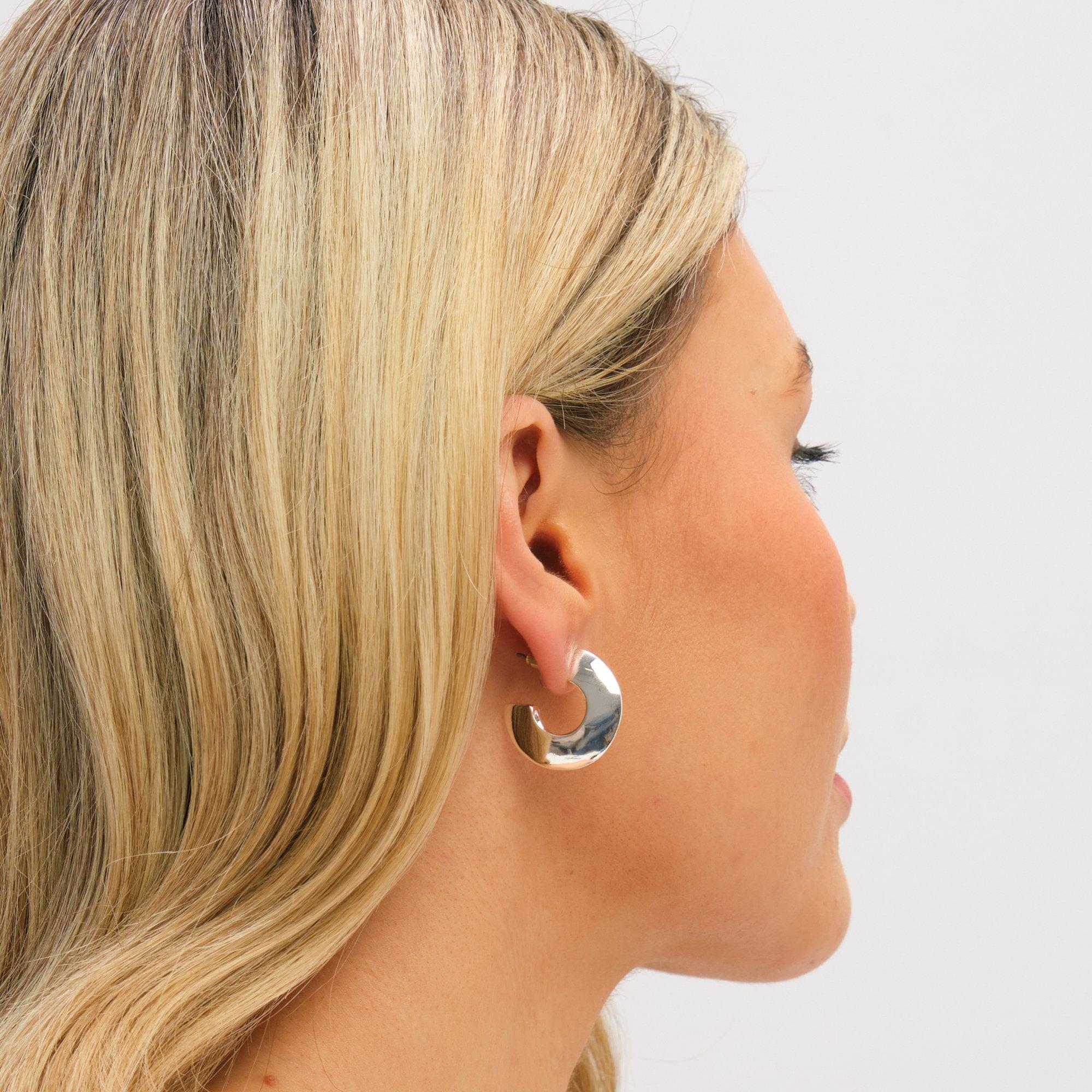 Silver - Jon Richard - Silver Plated Flat Disk Hoop Earrings - 2