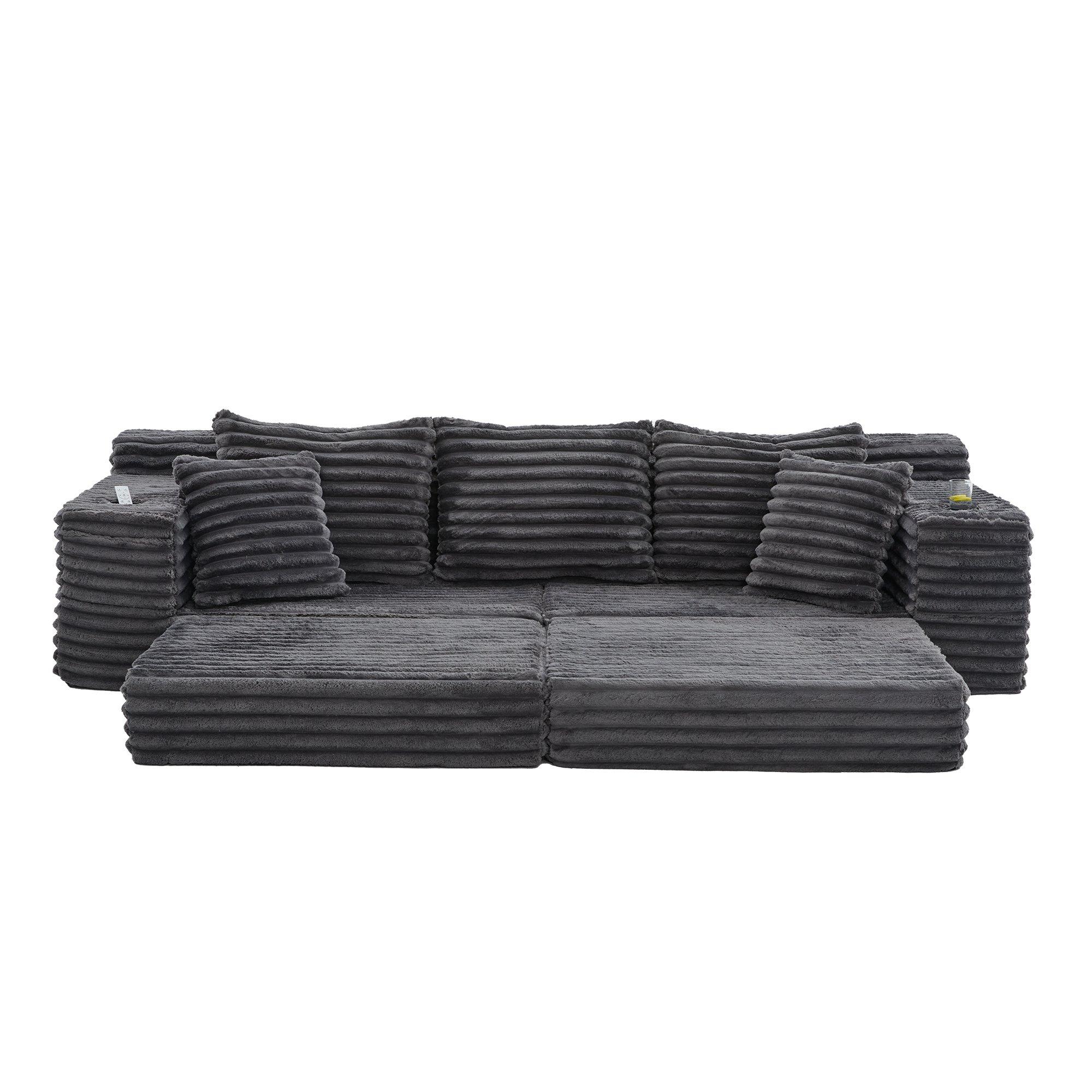 Dark Gray - Urban Meuble - Corduroy Convertible Sofa Bed - 13