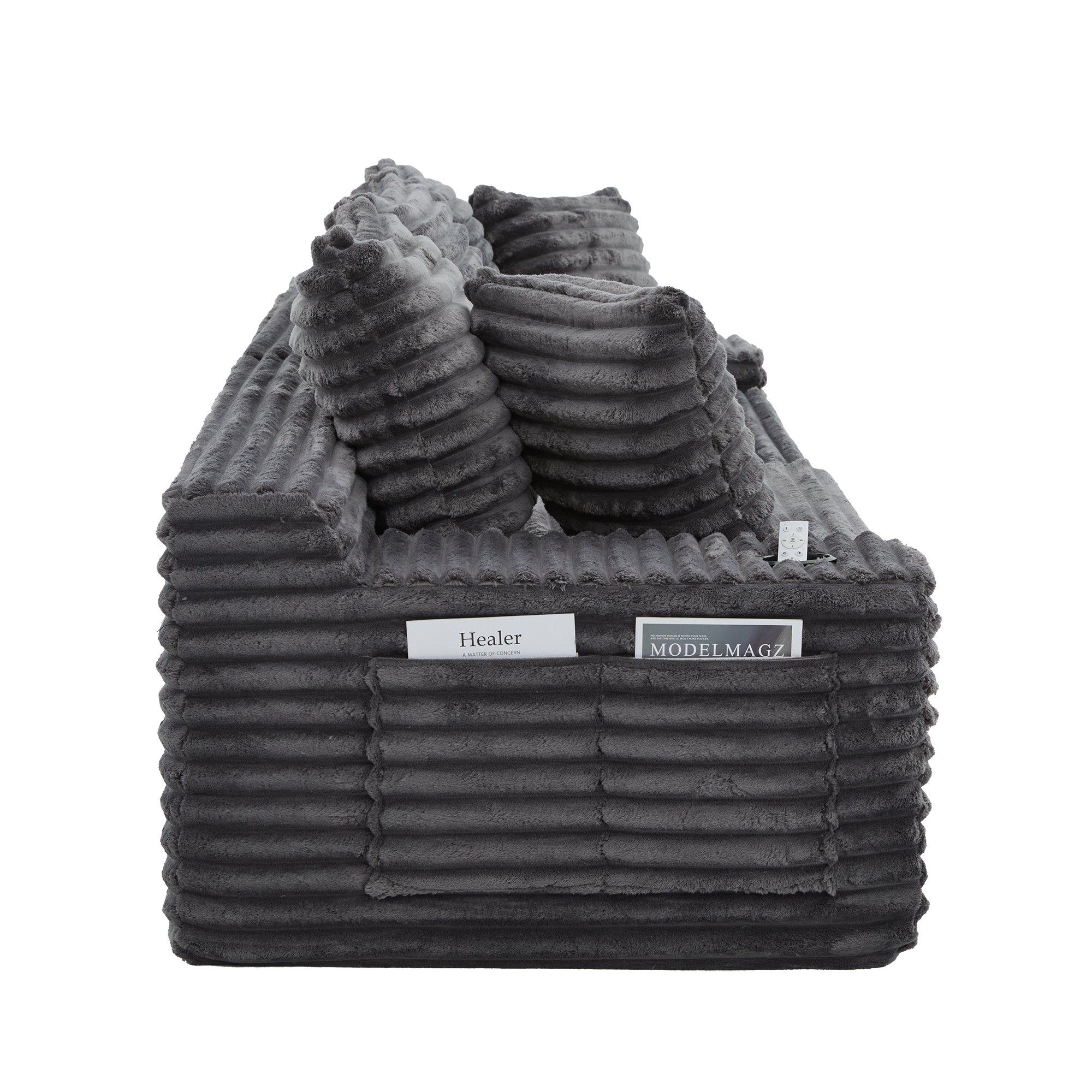Dark Gray - Urban Meuble - Corduroy Convertible Sofa Bed - 15