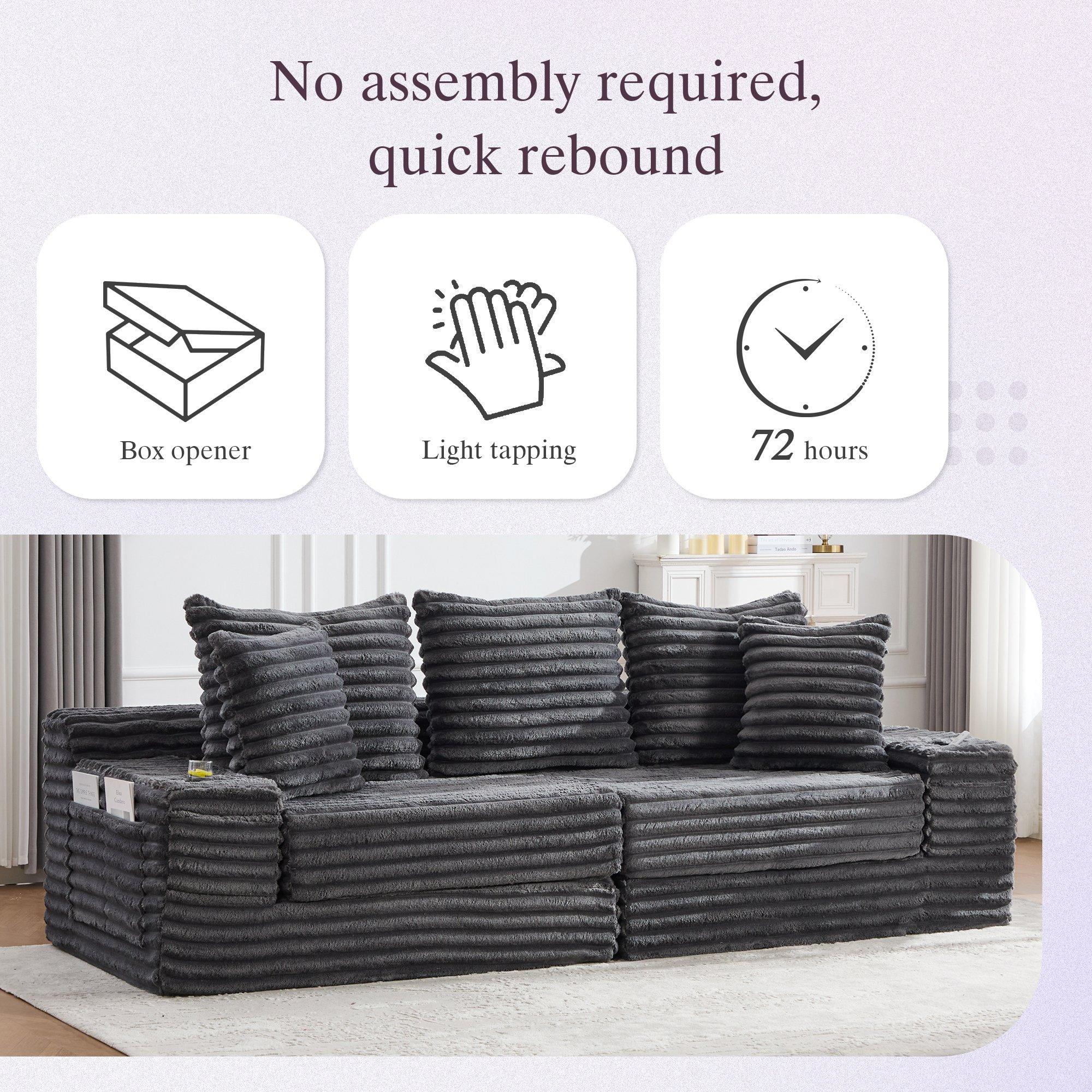 Dark Gray - Urban Meuble - Corduroy Convertible Sofa Bed - 10