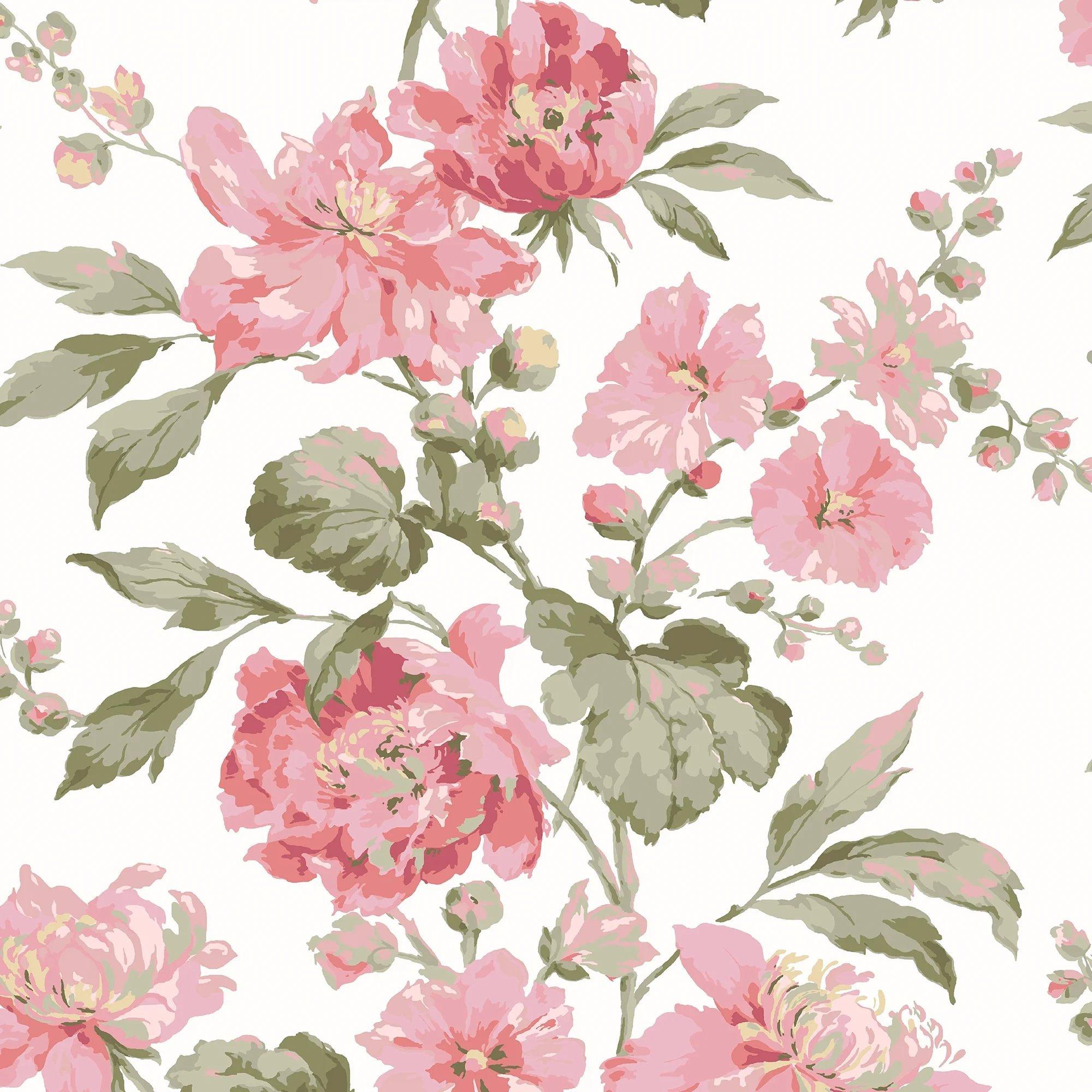 Pink - Laura Ashley - Romilly Floral Wallpaper - 1