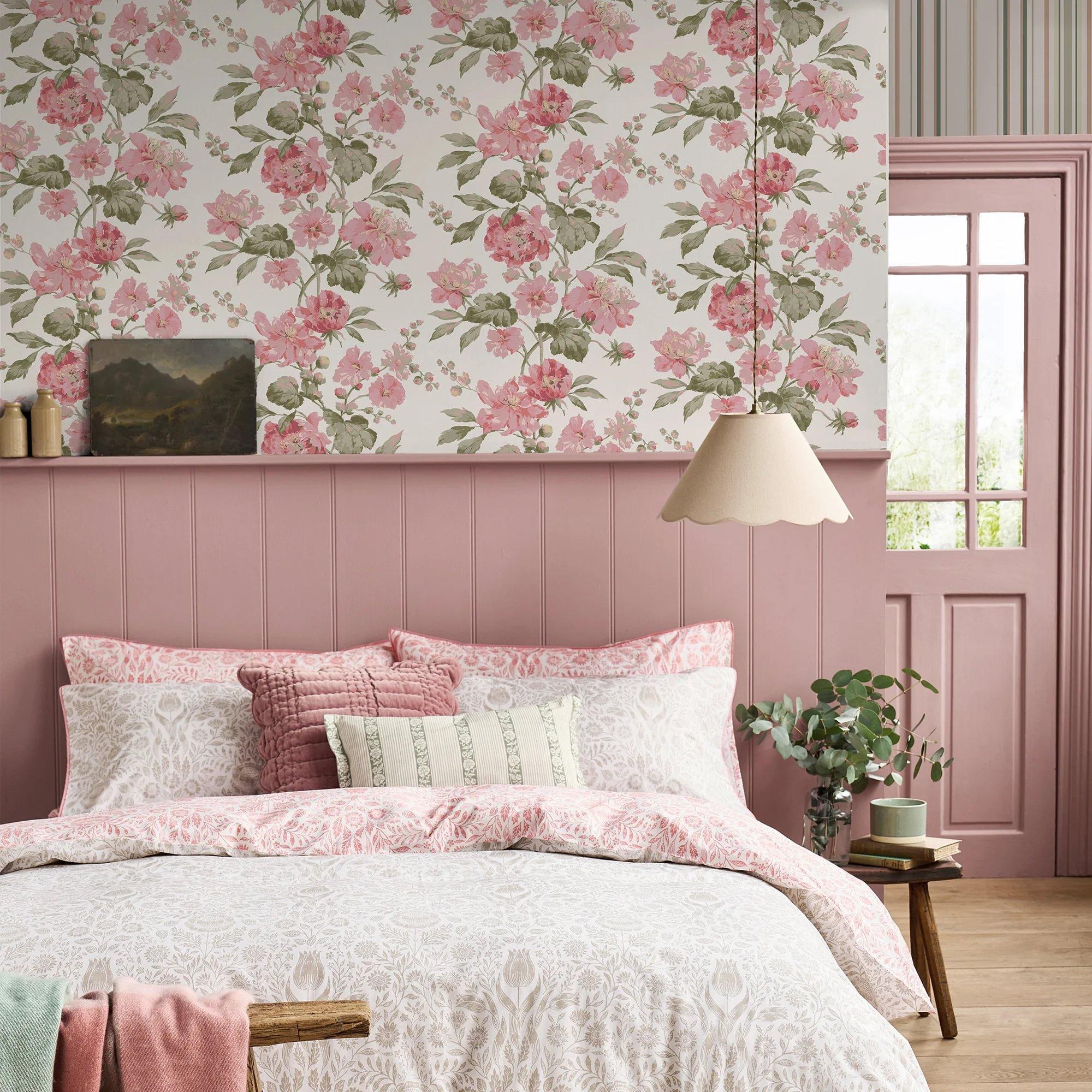 Pink - Laura Ashley - Romilly Floral Wallpaper - 2