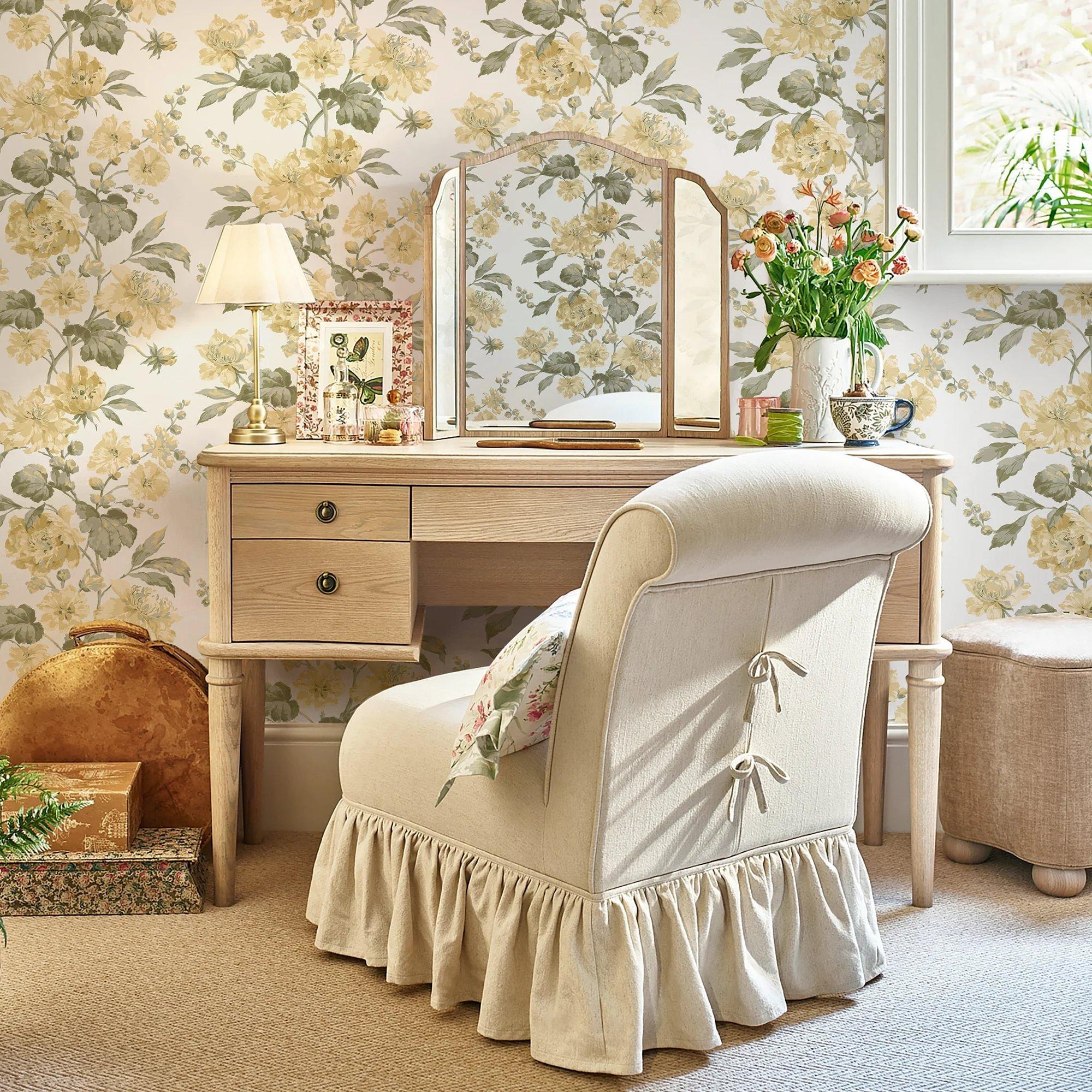 Butter Yellow - Laura Ashley - Romilly Floral Wallpaper - 2