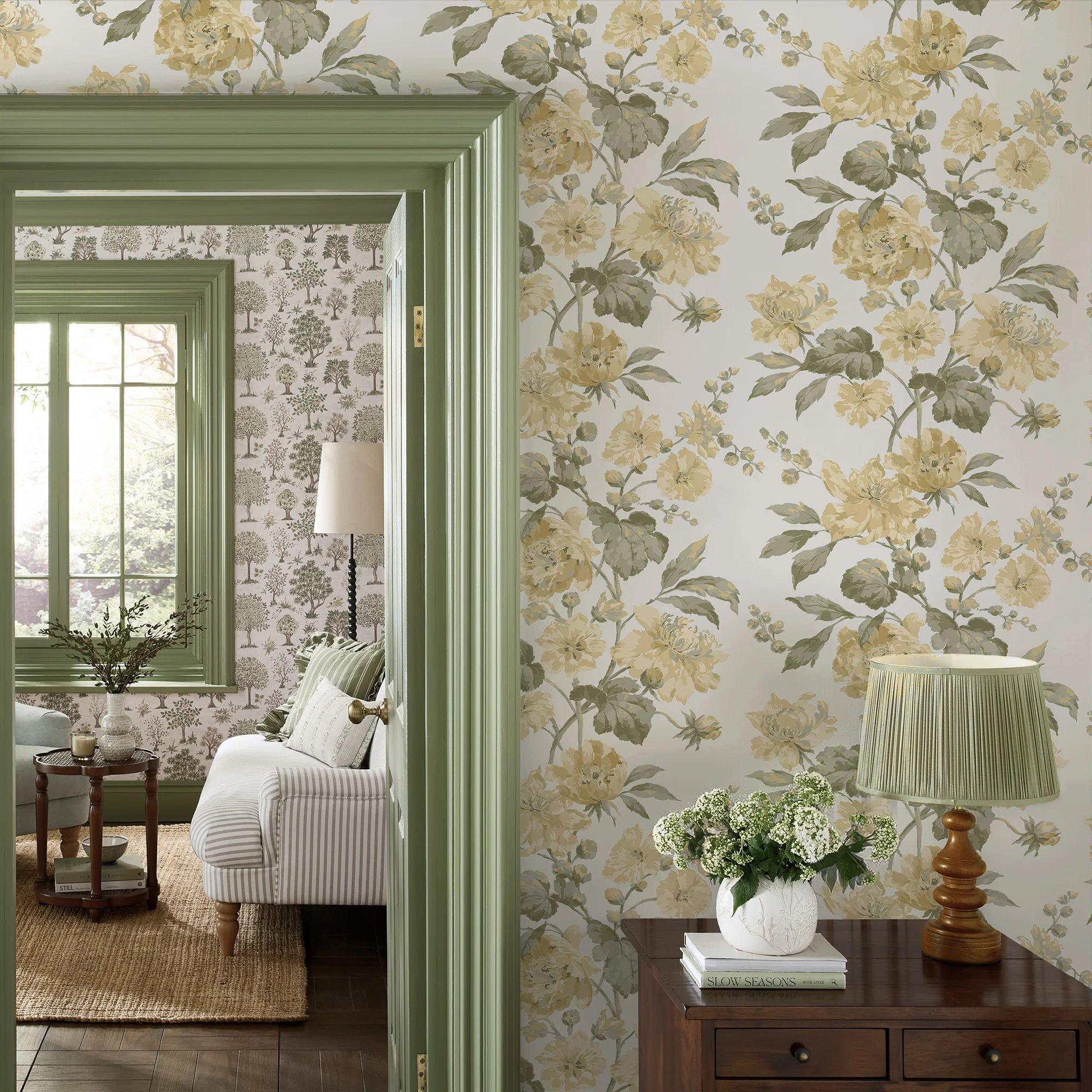 Butter Yellow - Laura Ashley - Romilly Floral Wallpaper - 5