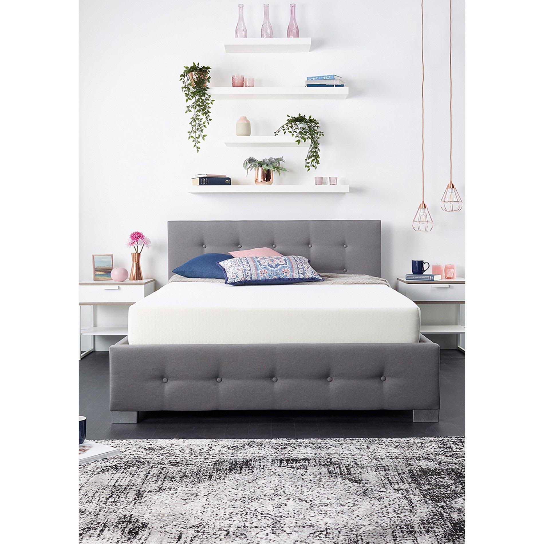 Aspire  Upholstered Ottoman Bed - Grey - Double